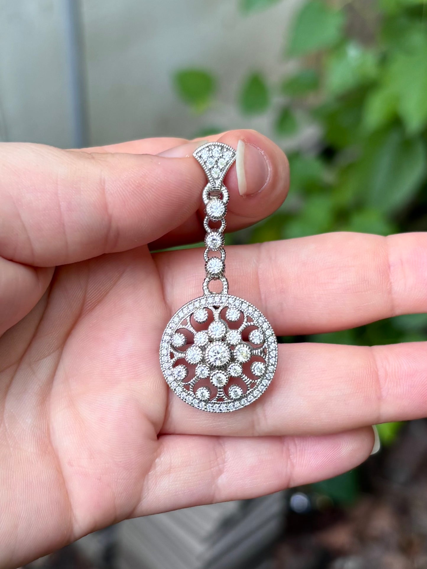 Judith Ripka Sterling Silver Diamonique Floral Medallion Pendant Enhancer