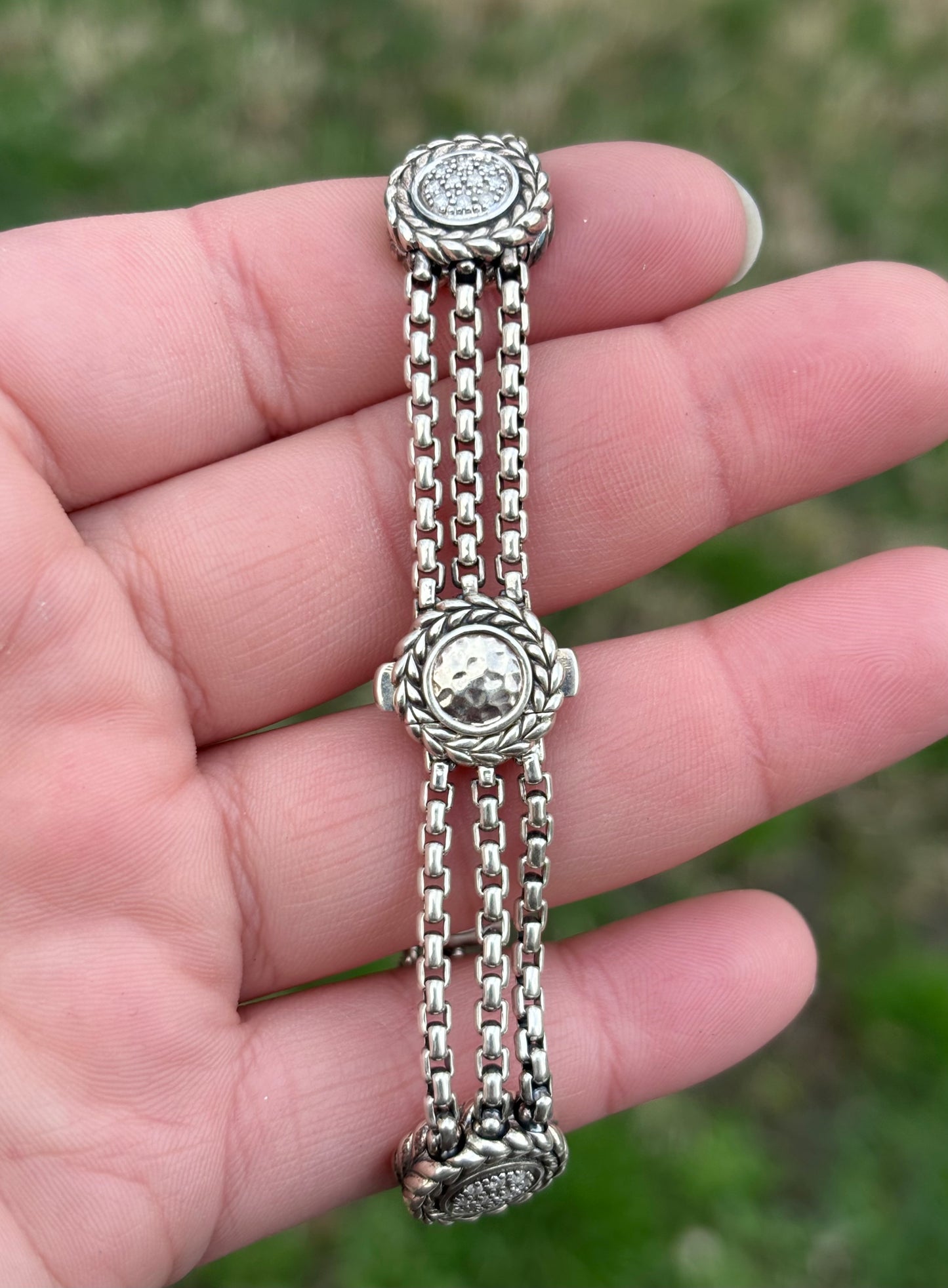 JAI by John Hardy Pave Diamonds in Braided Halo Station Bracelet