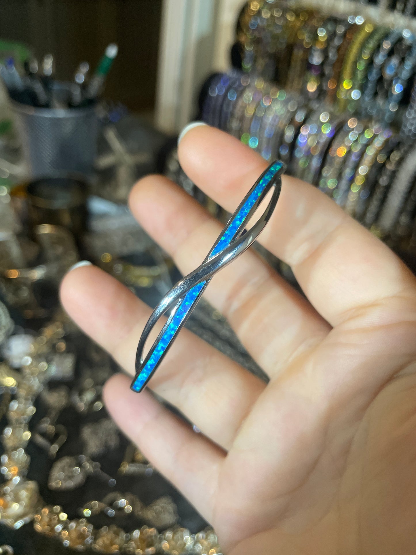 Blue Ethiopian Tennis + Opal/Diamond Ring + Lab Opal Bangle