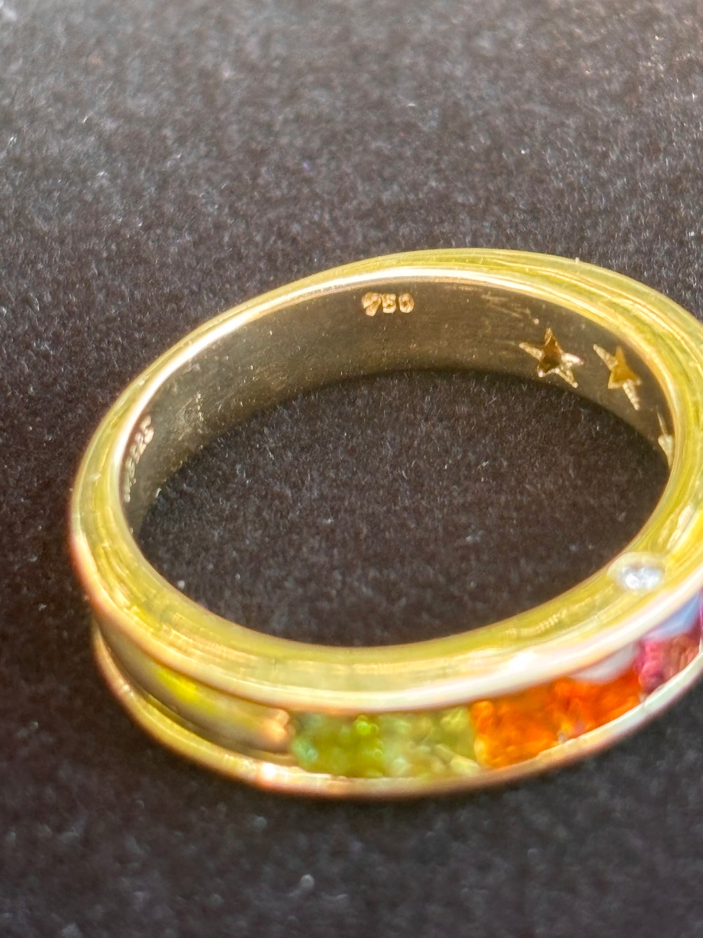 18k Gold Channel Set Multi-Gemstone Ring