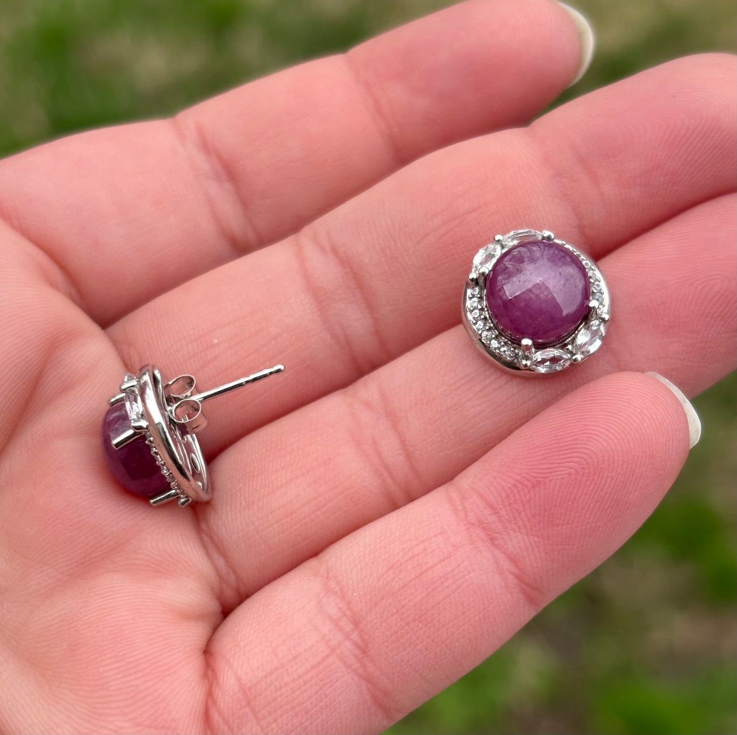 Star Rubies in Topaz Halos Earrings