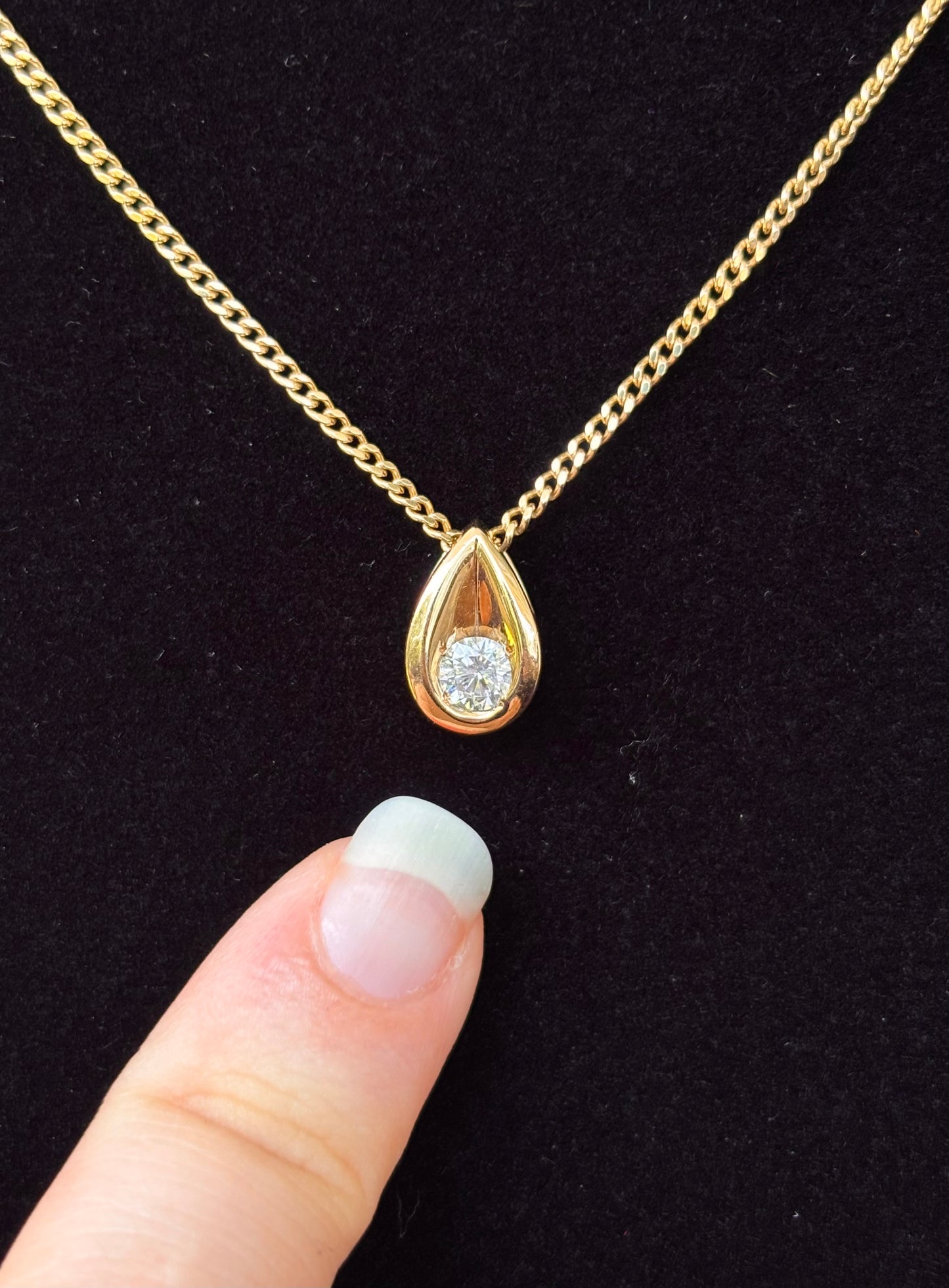 14K Gold Natural 0.25 CT Bezel Set Diamond Solitaire Necklace