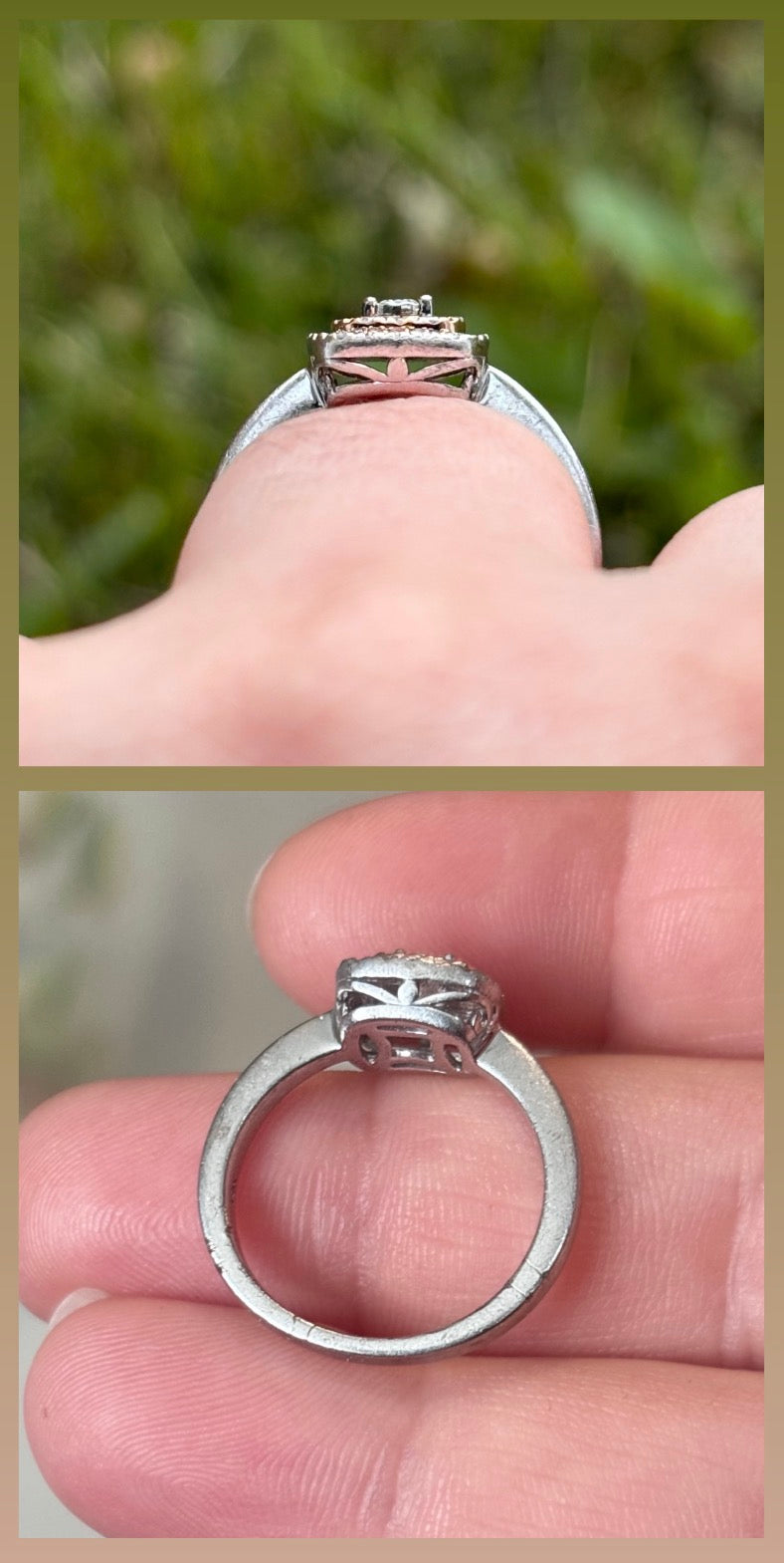 10K Rose Gold & Sterling Silver Natural Diamond Double Halo Ring