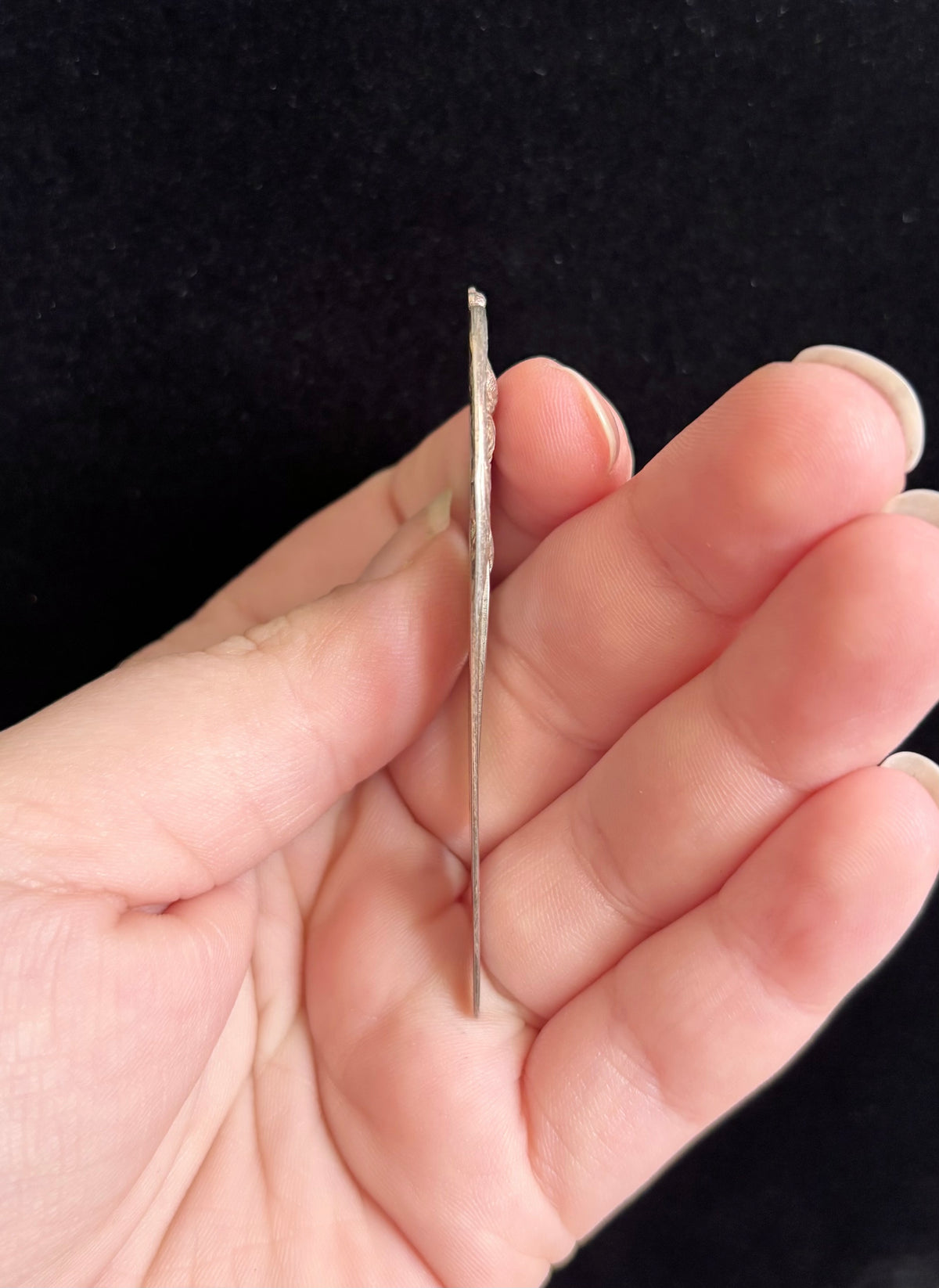 Vintage Sterling Silver Rose Floral Bookmark – Ornate Repoussé Design