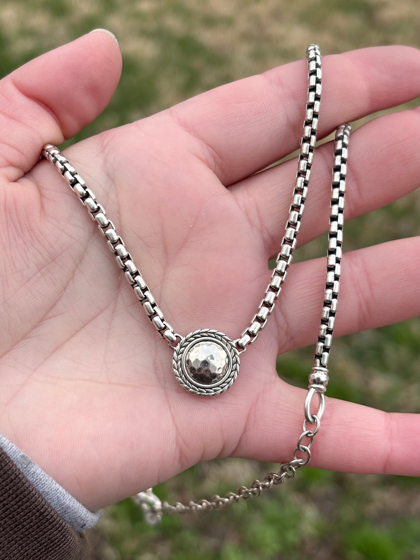 JAI by John Hardy Hammered Disk in Basketweave Halo Necklace