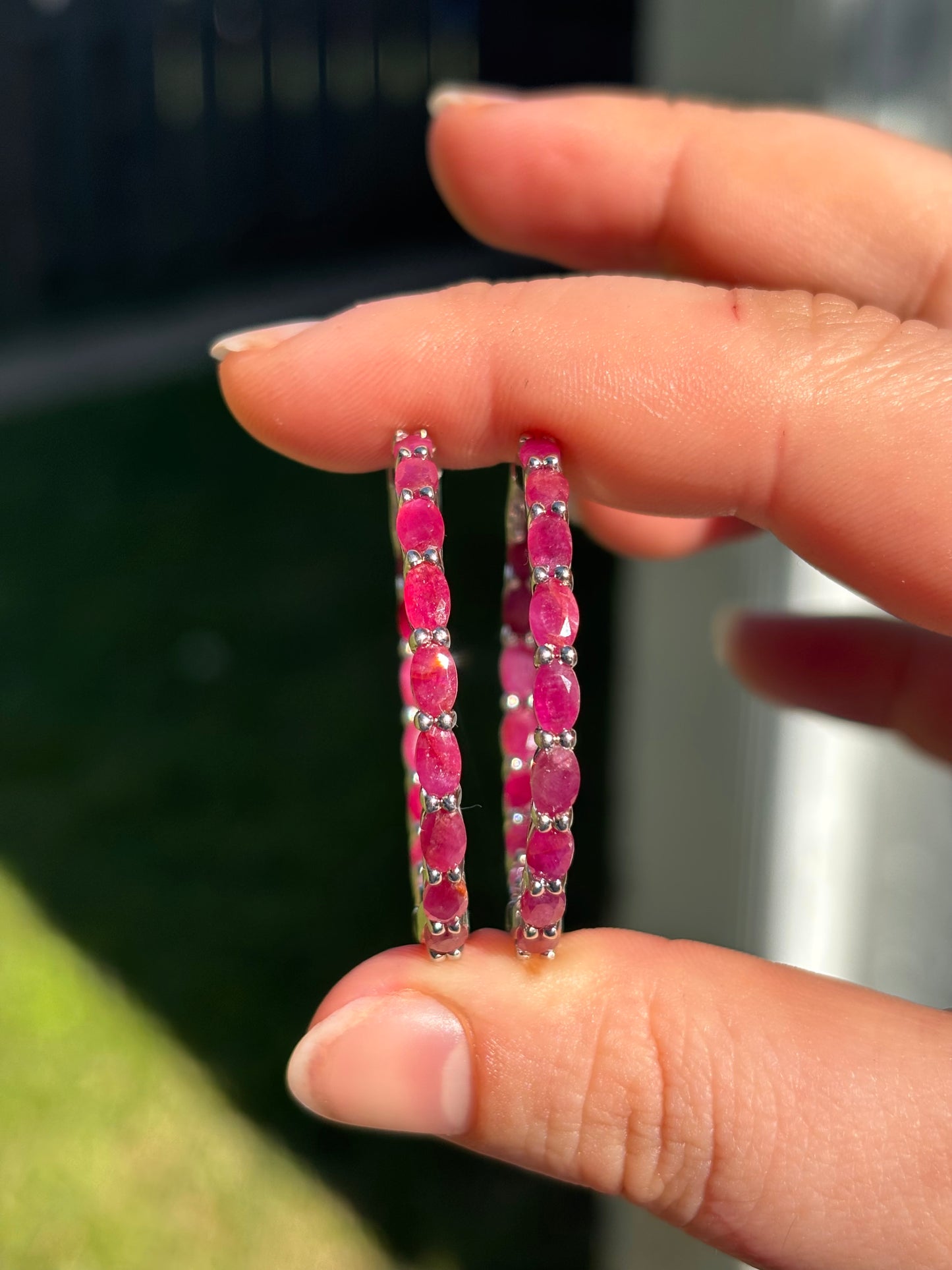 Natural Ruby Hoops