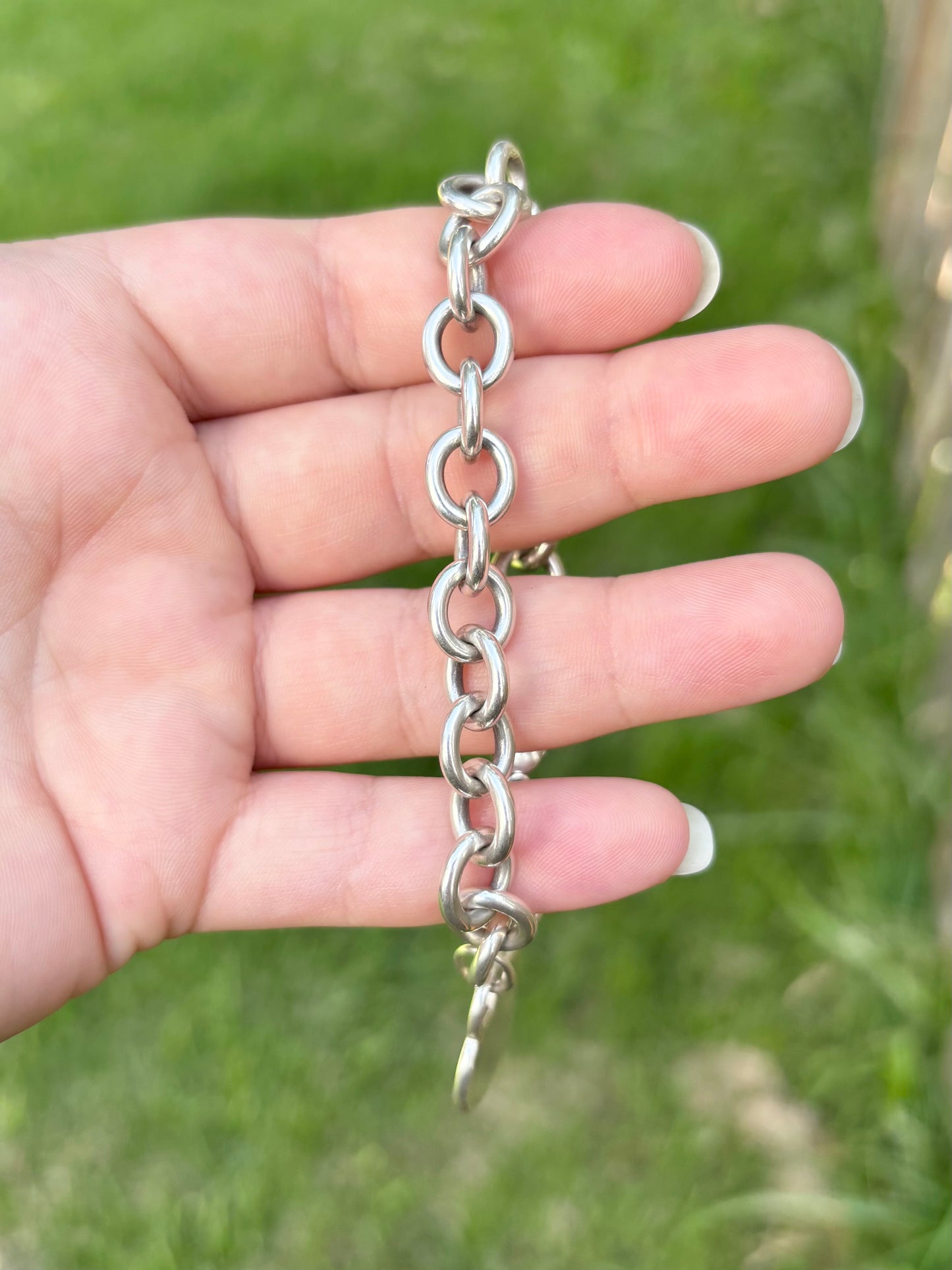 Tiffany & Co. Sterling Silver Heart Tag Cable Link Bracelet