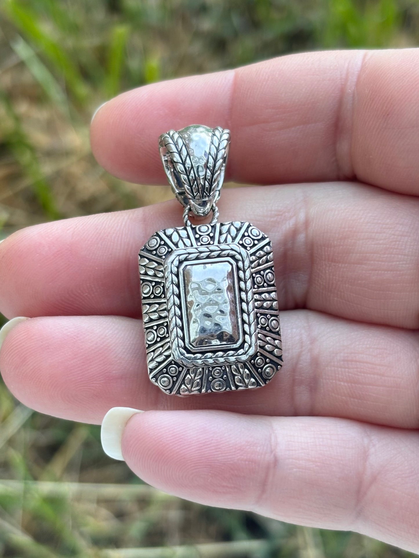 JAI by John Hardy Hammered and Studded Rectangular Pendant