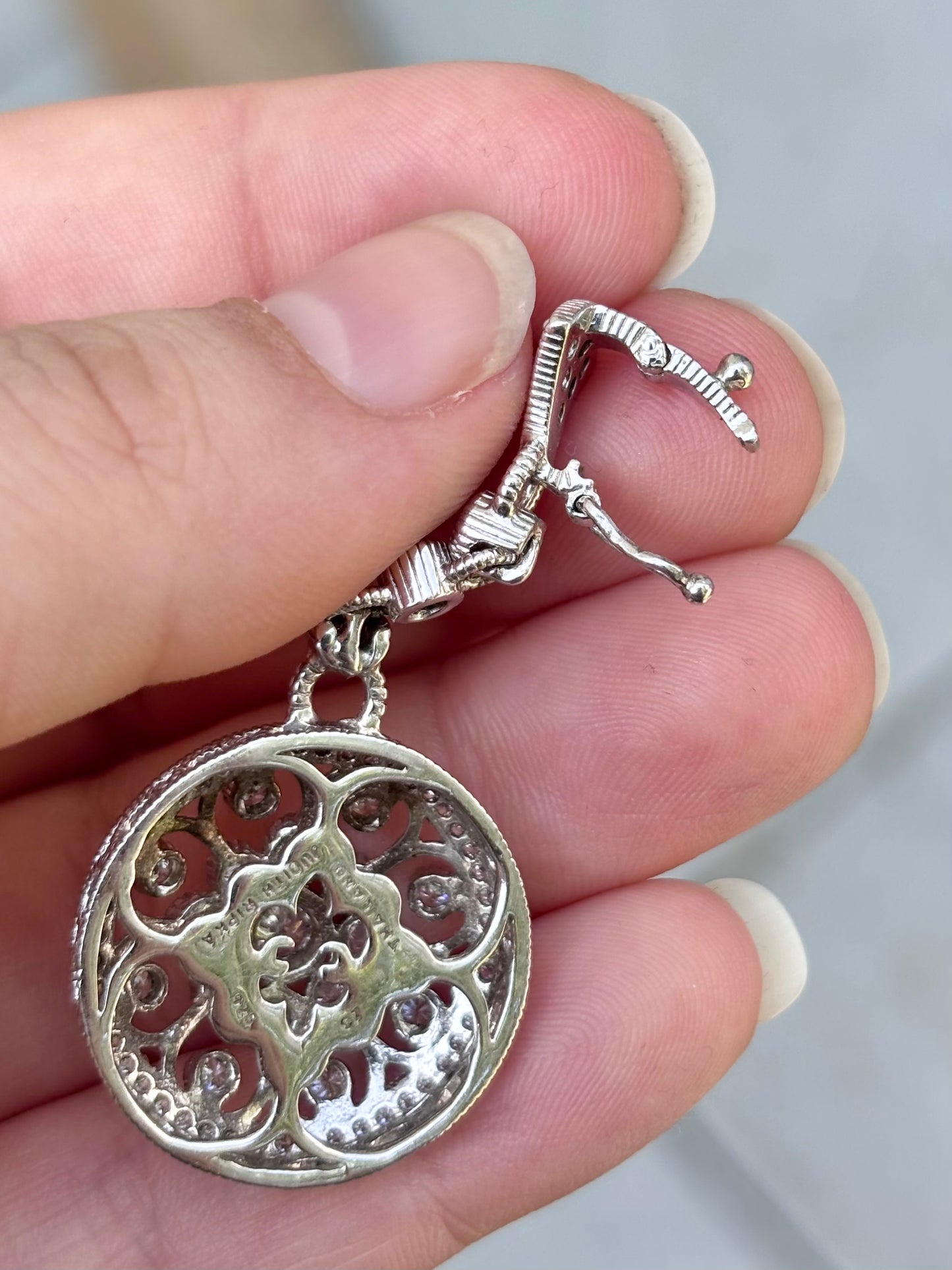 Judith Ripka Sterling Silver Diamonique Floral Medallion Pendant Enhancer