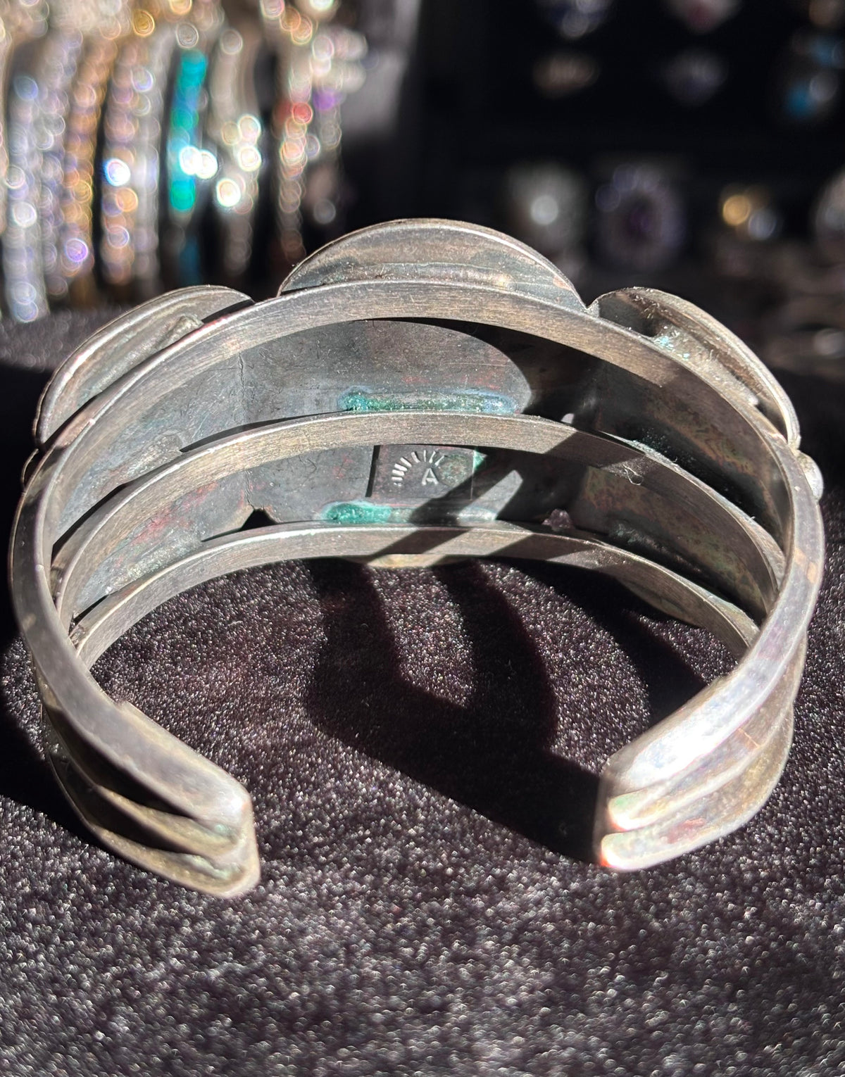 Vintage Sterling Silver & Turquoise 3-Stone Southwestern Cuff Bracelet