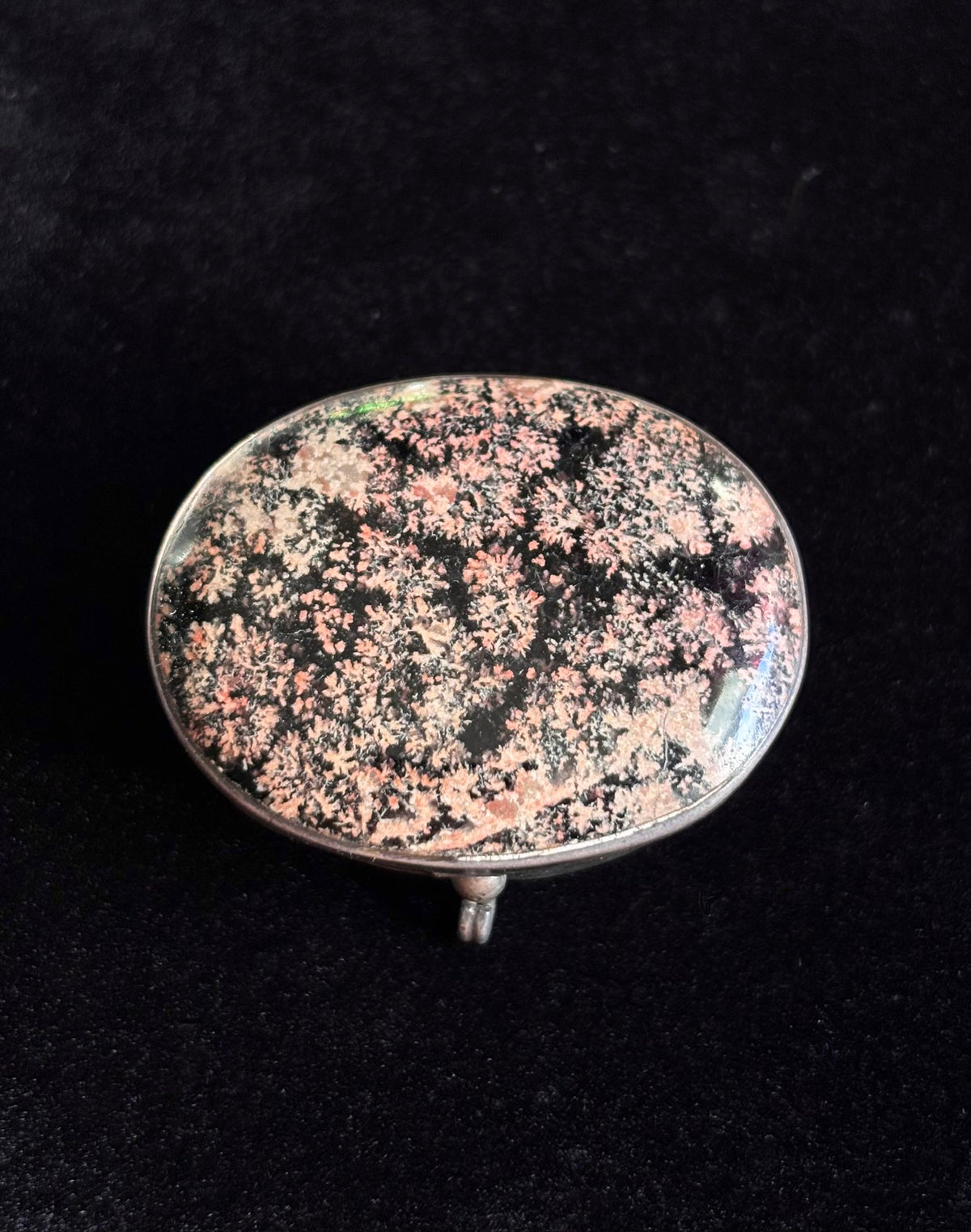 Vintage Taxco Mexico Sterling Silver Starry Night Obsidian Trinket Box