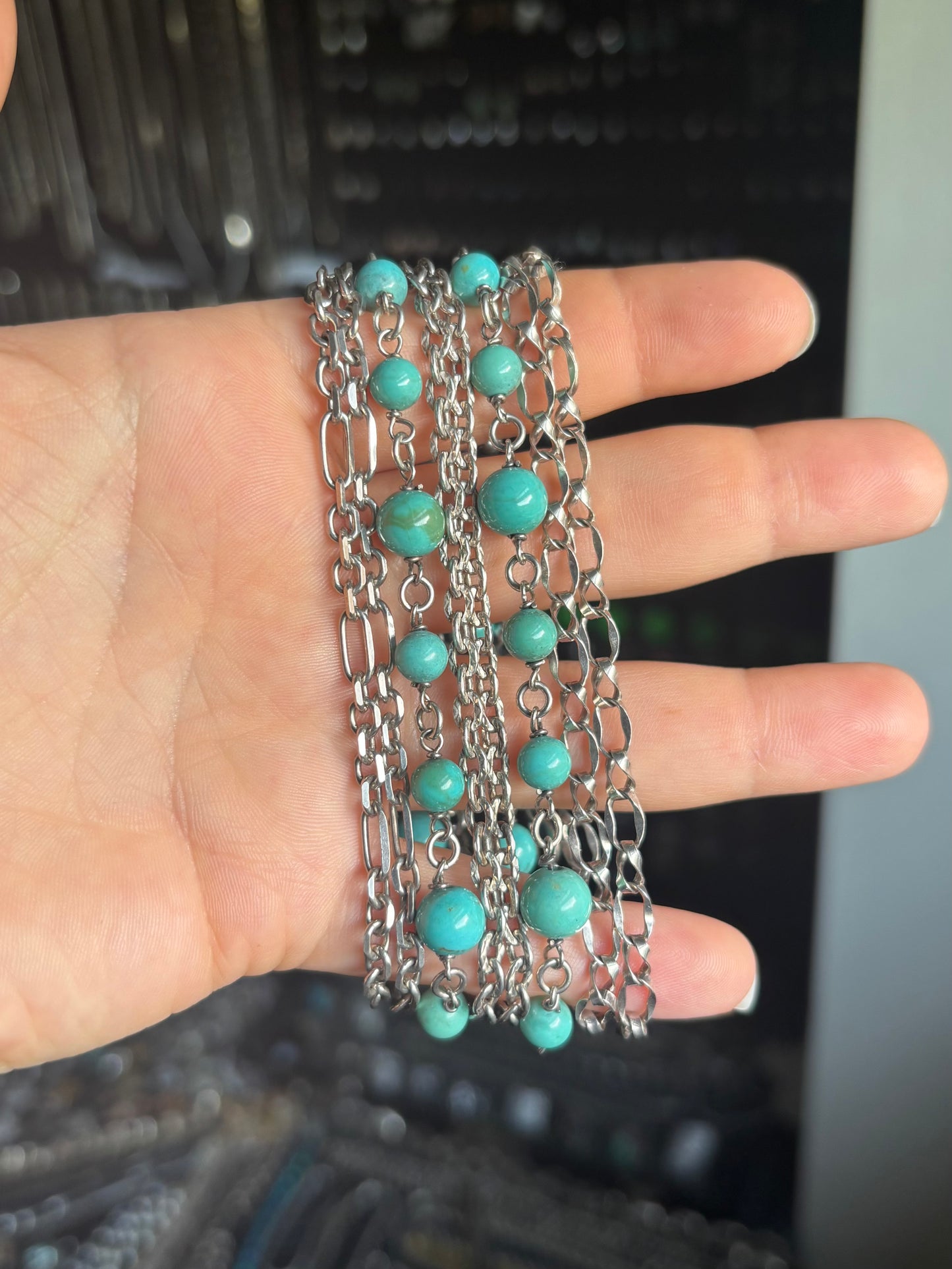 Turquoise Beaded Multi Row Bracelet