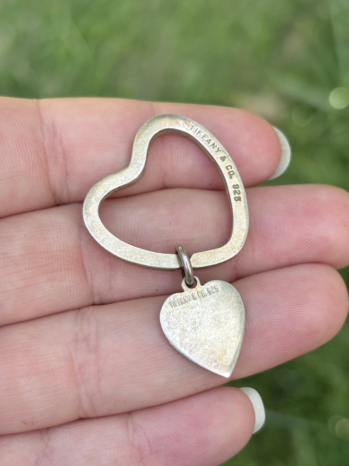 Tiffany & Co. Sterling Silver Heart Key Ring with Heart Charm