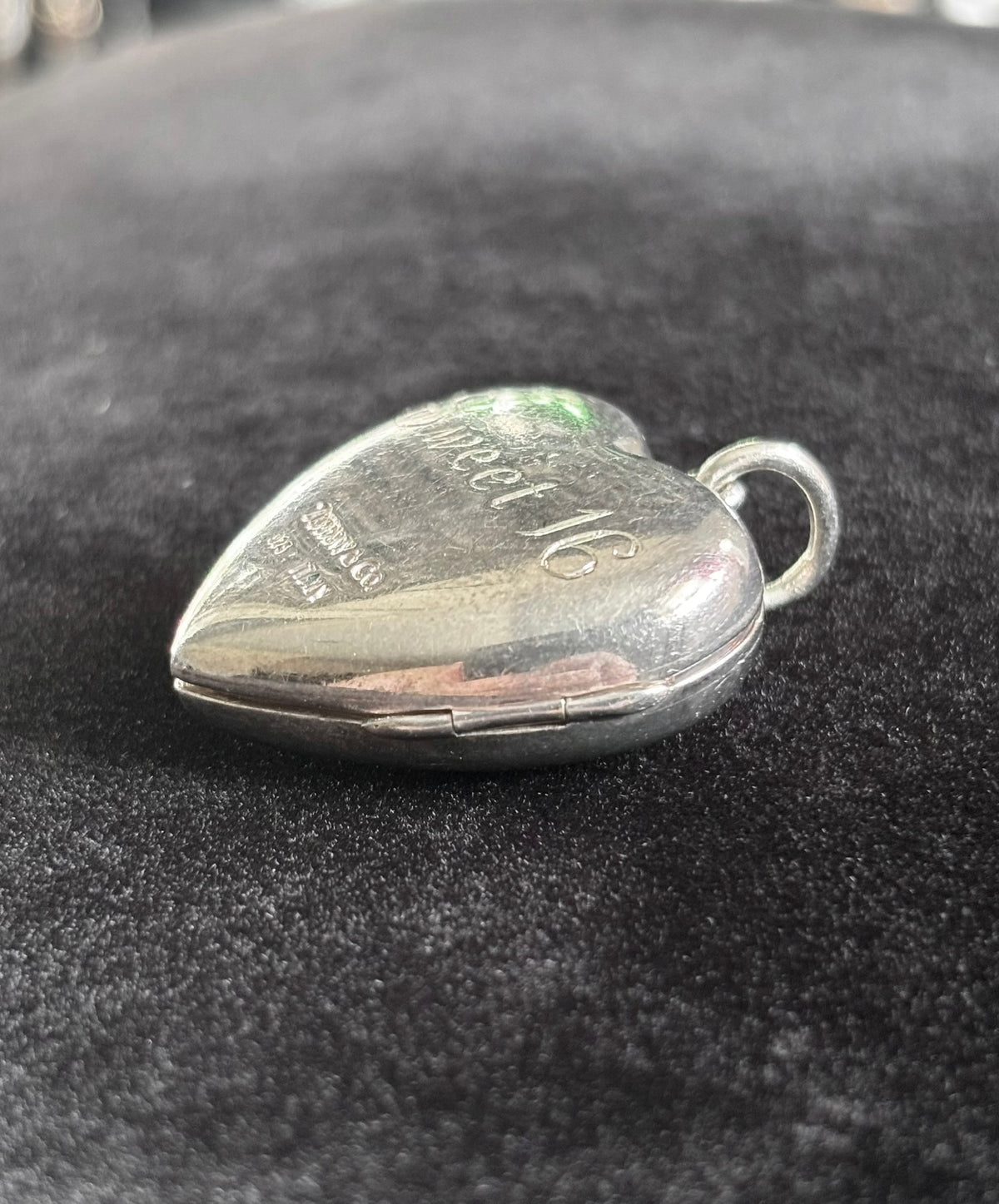 Tiffany & Co. Sterling Silver Sweet 16 Engraved Heart Locket Pendant