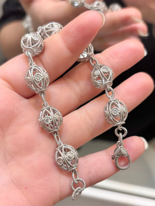 Judith Ripka Truffle Bead Ball Link Bracelet