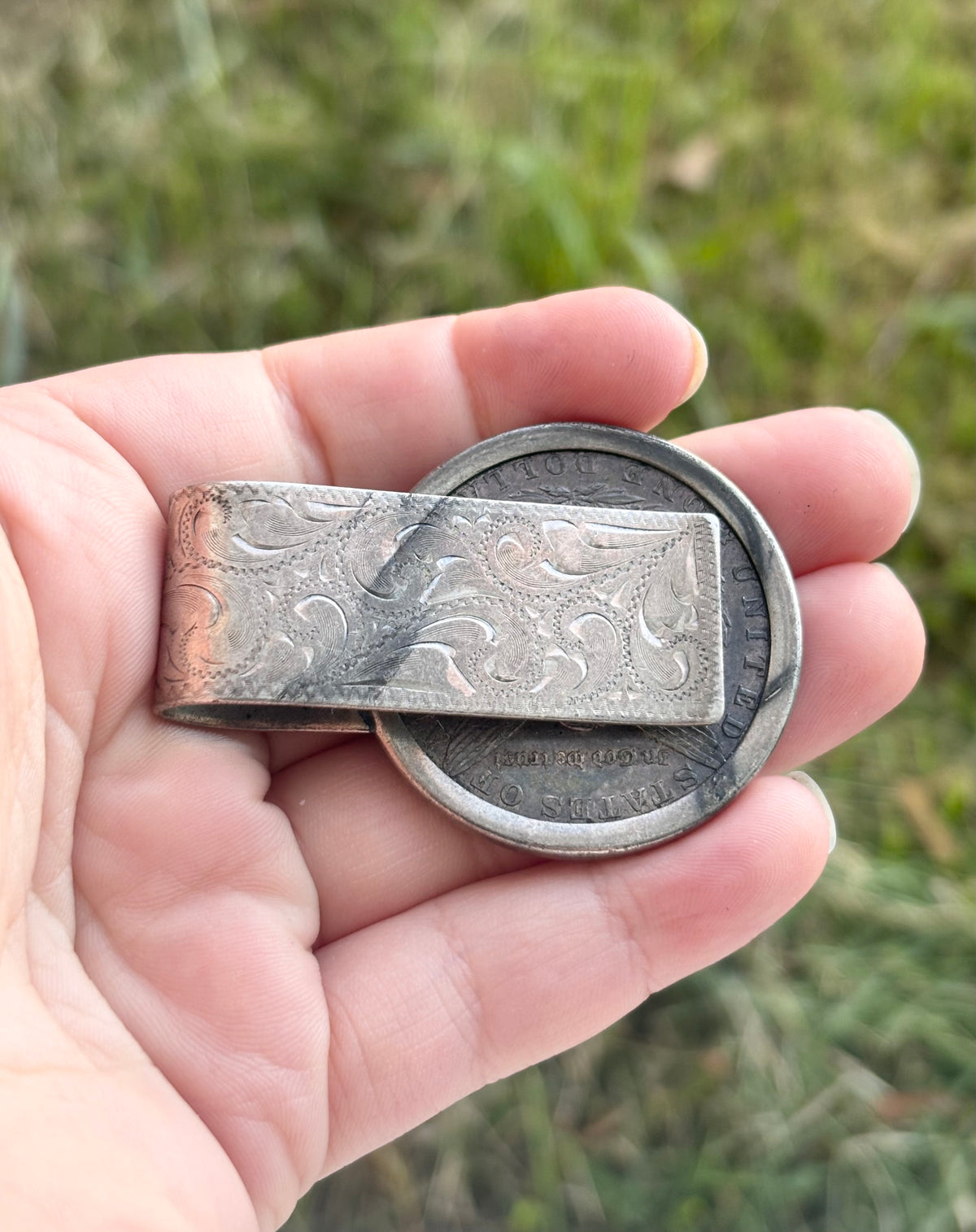 1879 Morgan Silver Dollar Sterling Silver Engraved Money Clip