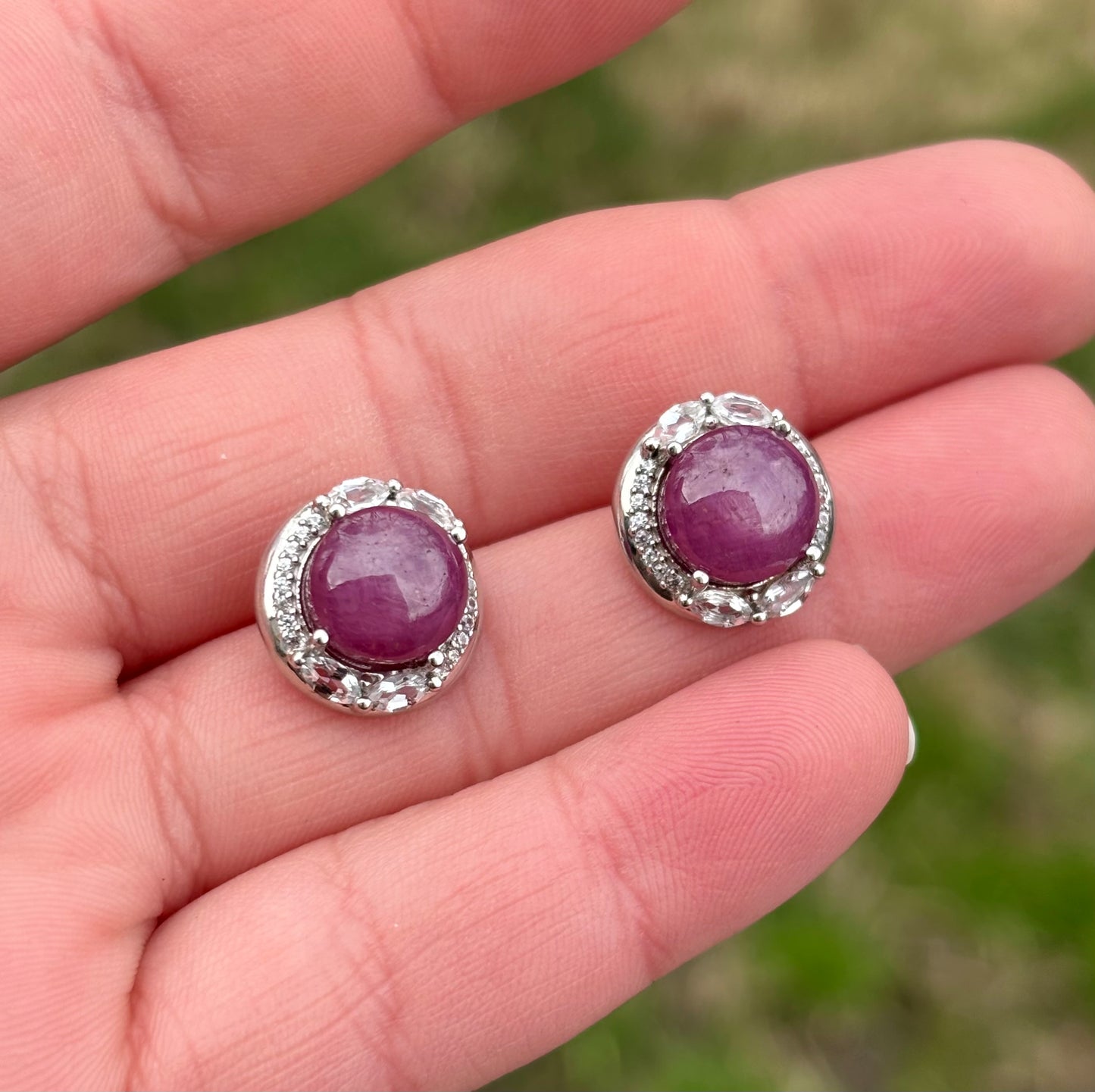 Star Rubies in Topaz Halos Earrings