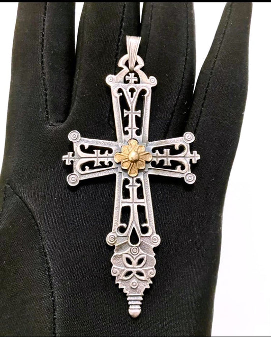 14k Gold & Silver Cross