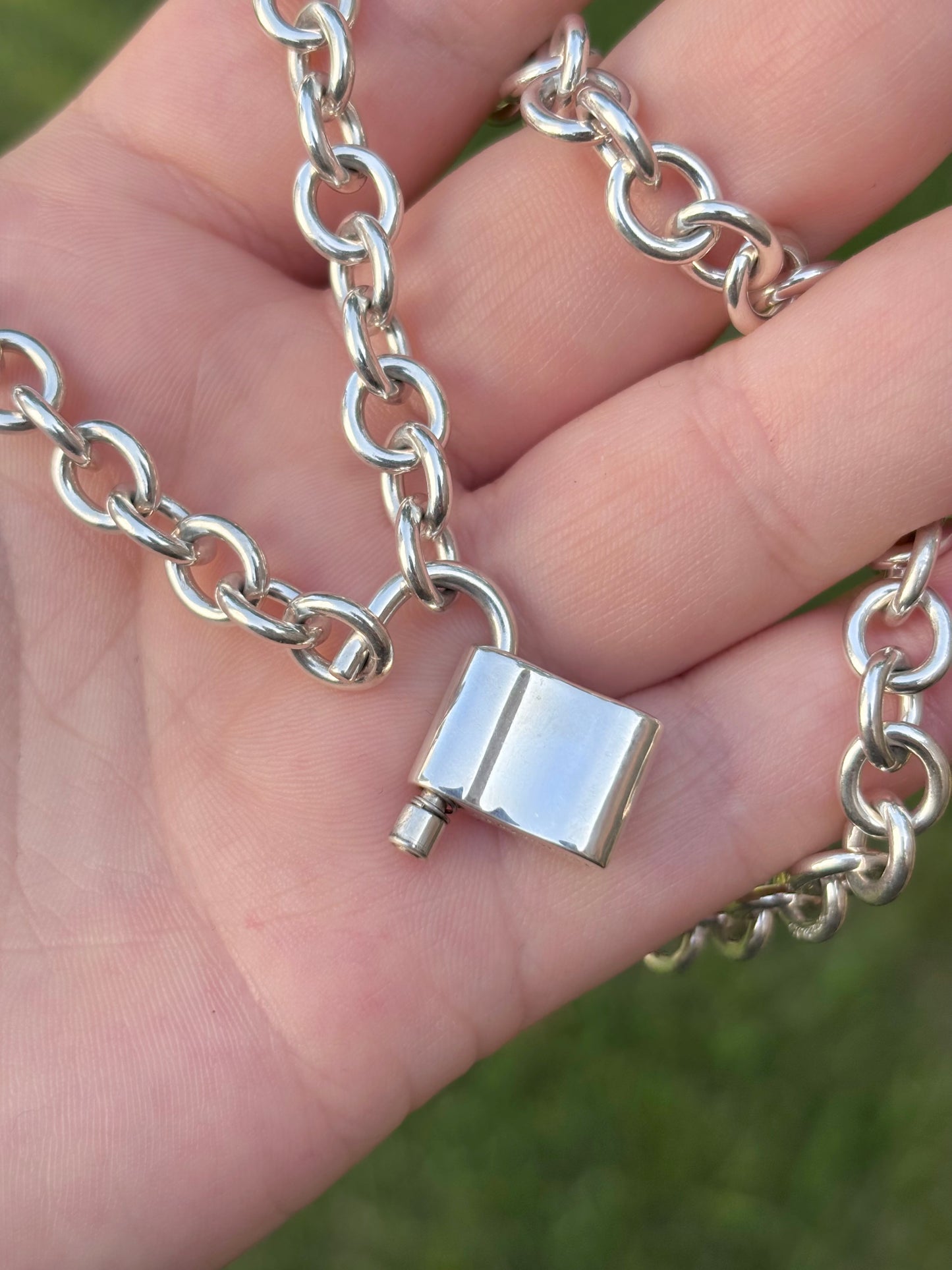 Tiffany & Co. Sterling Silver 1837 Lock Necklace with Functional Clasp Centerpiece