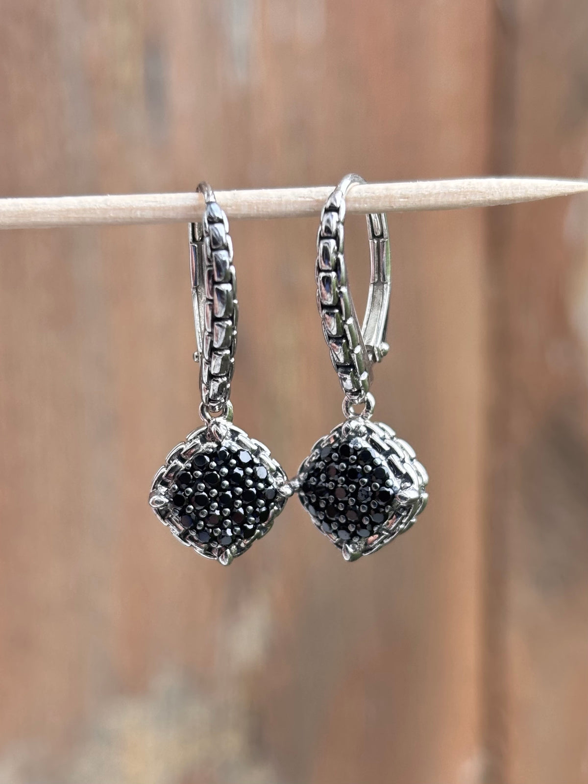 JAI by John Hardy Sterling Silver 0.60ctw Black Spinel Pavé Leverback Earrings