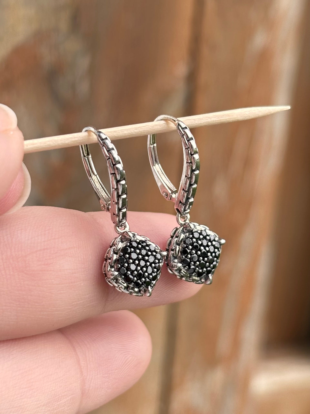 JAI by John Hardy Sterling Silver 0.60ctw Black Spinel Pavé Leverback Earrings