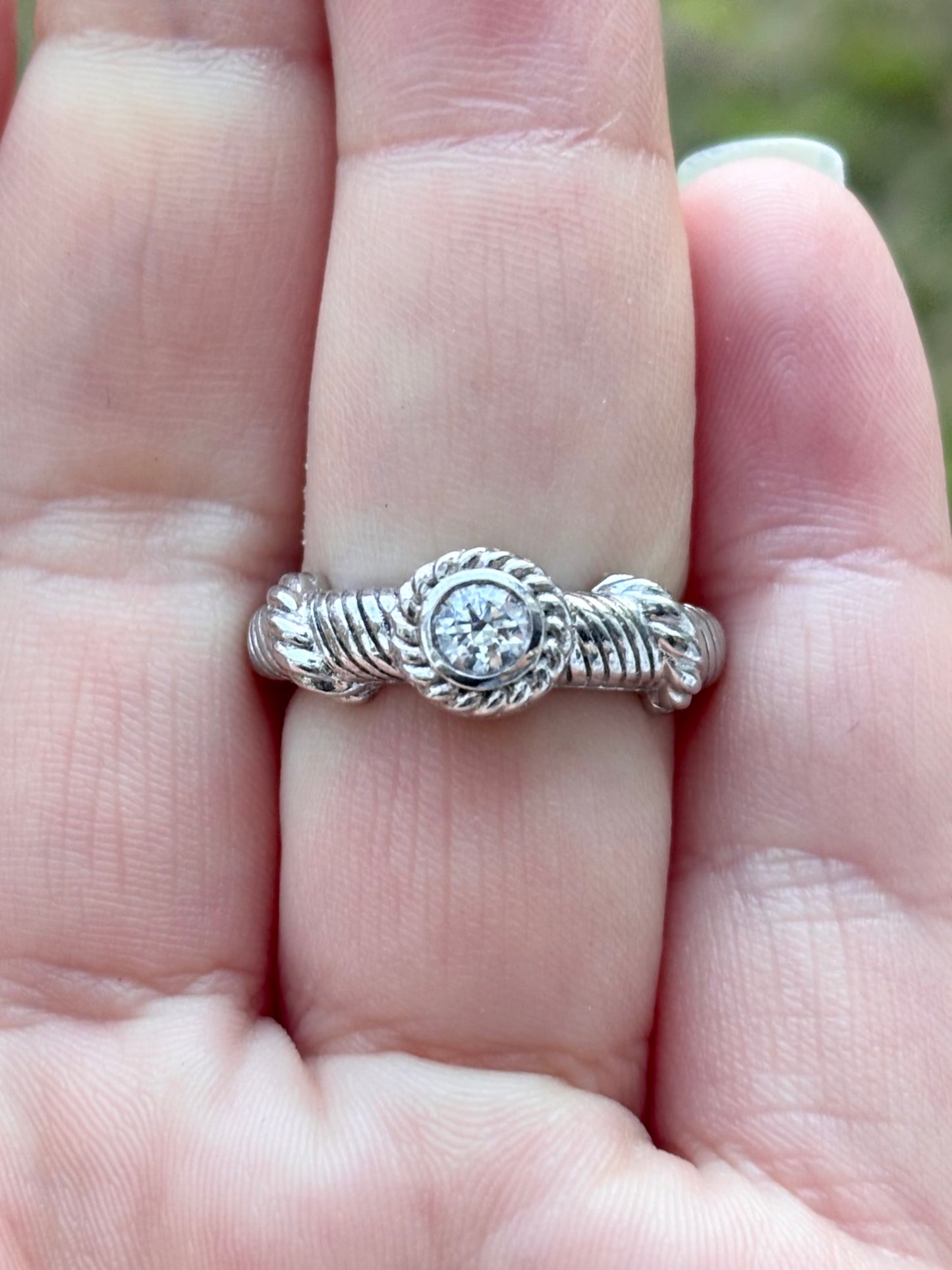 Judith Ripka Diamonique Solitaire Cable Ring