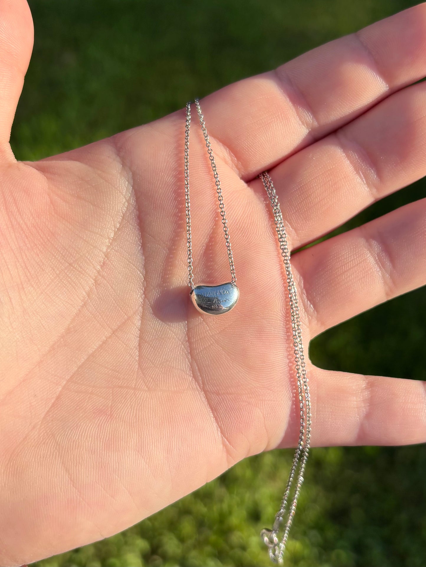 Vintage Tiffany & Co. Sterling Silver Elsa Peretti Bean Pendant Necklace
