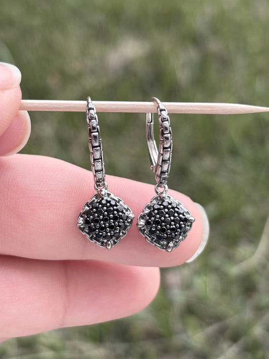 JAI by John Hardy Sterling Silver 0.60ctw Black Spinel Pavé Leverback Earrings