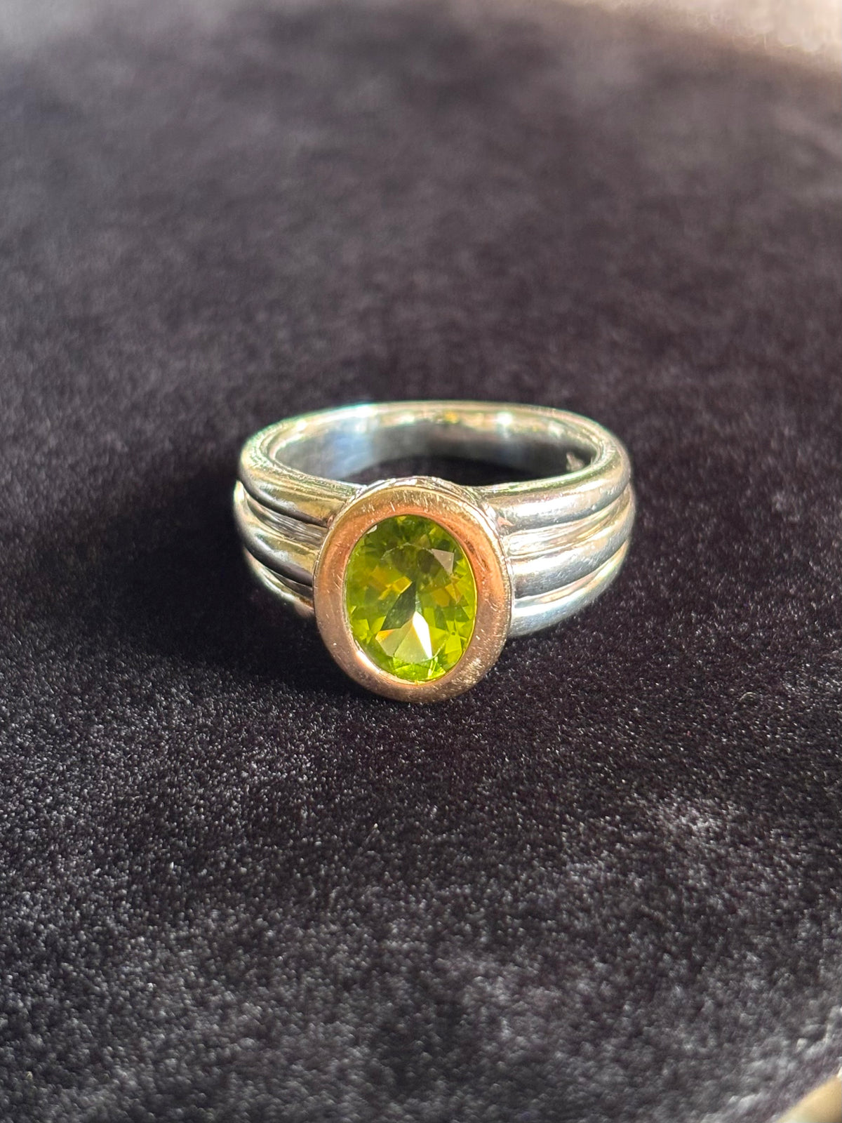Lorenzo 18K Yellow Gold & Sterling Silver Oval Peridot Wide Band Ring