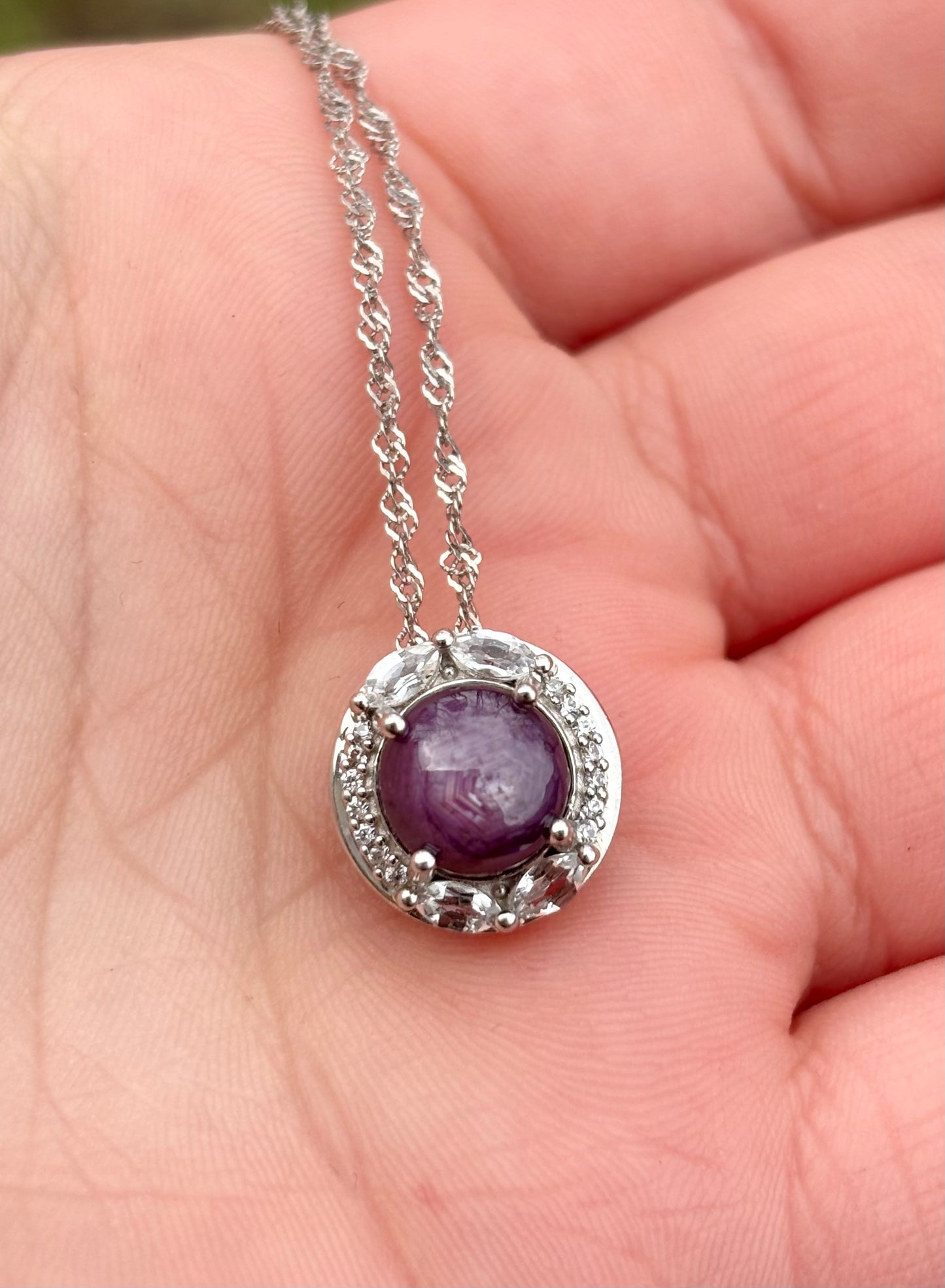 Star Ruby in Topaz Halo Necklace