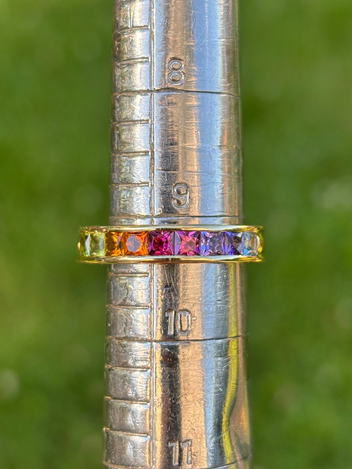 18k Gold Channel Set Multi-Gemstone Ring