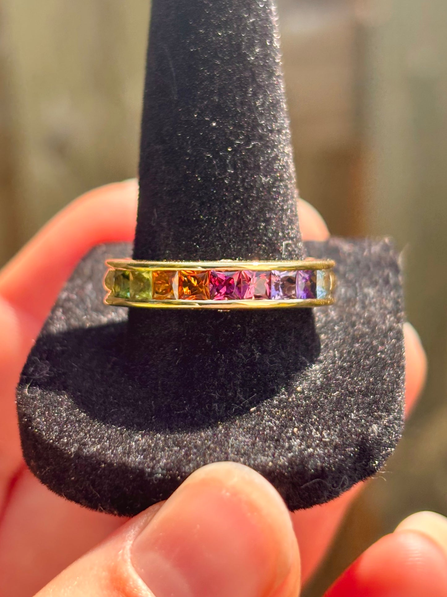 18k Gold Channel Set Multi-Gemstone Ring