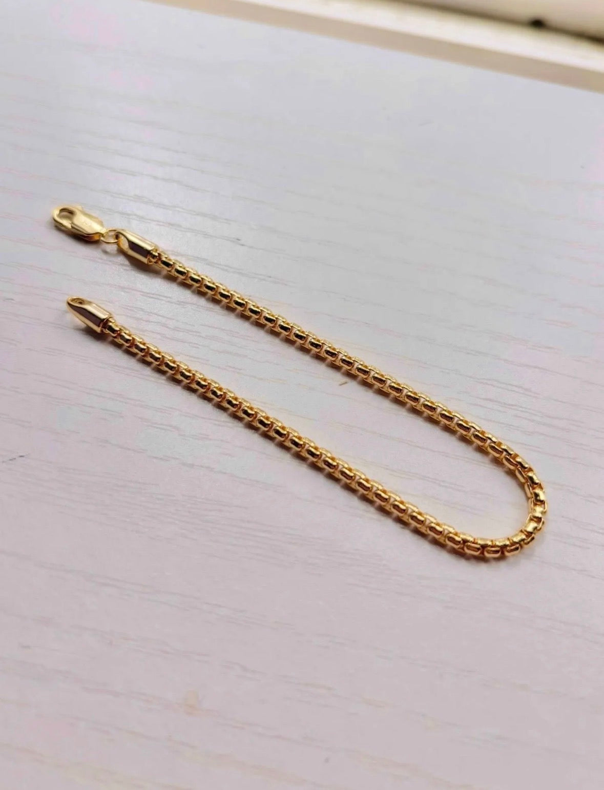 Gold Vermeil Rounded Box Chain Bracelet
