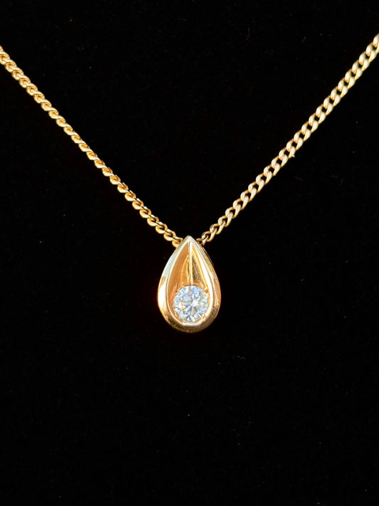 14K Gold Natural 0.25 CT Bezel Set Diamond Solitaire Necklace