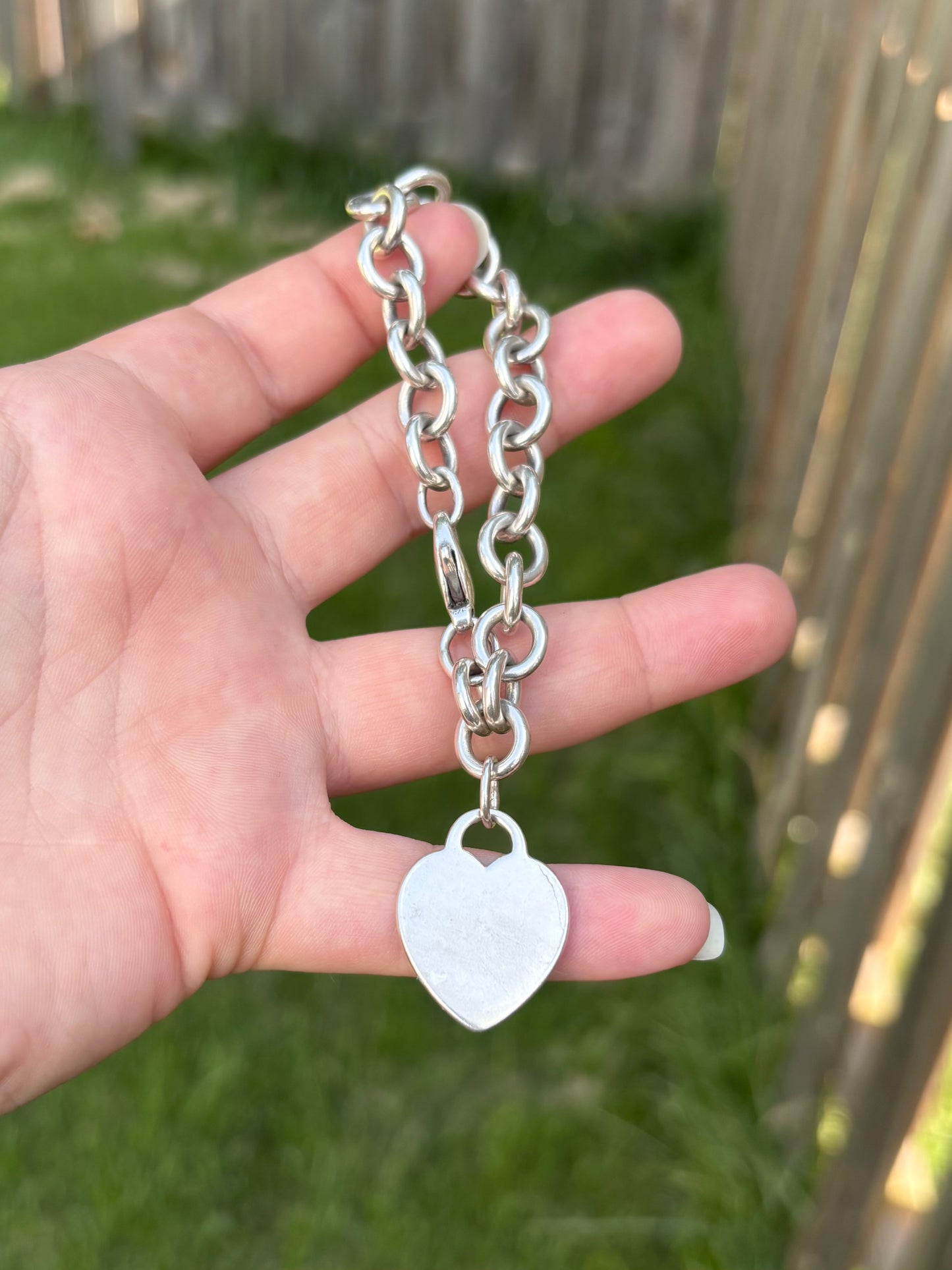 Tiffany & Co. Sterling Silver Heart Tag Cable Link Bracelet