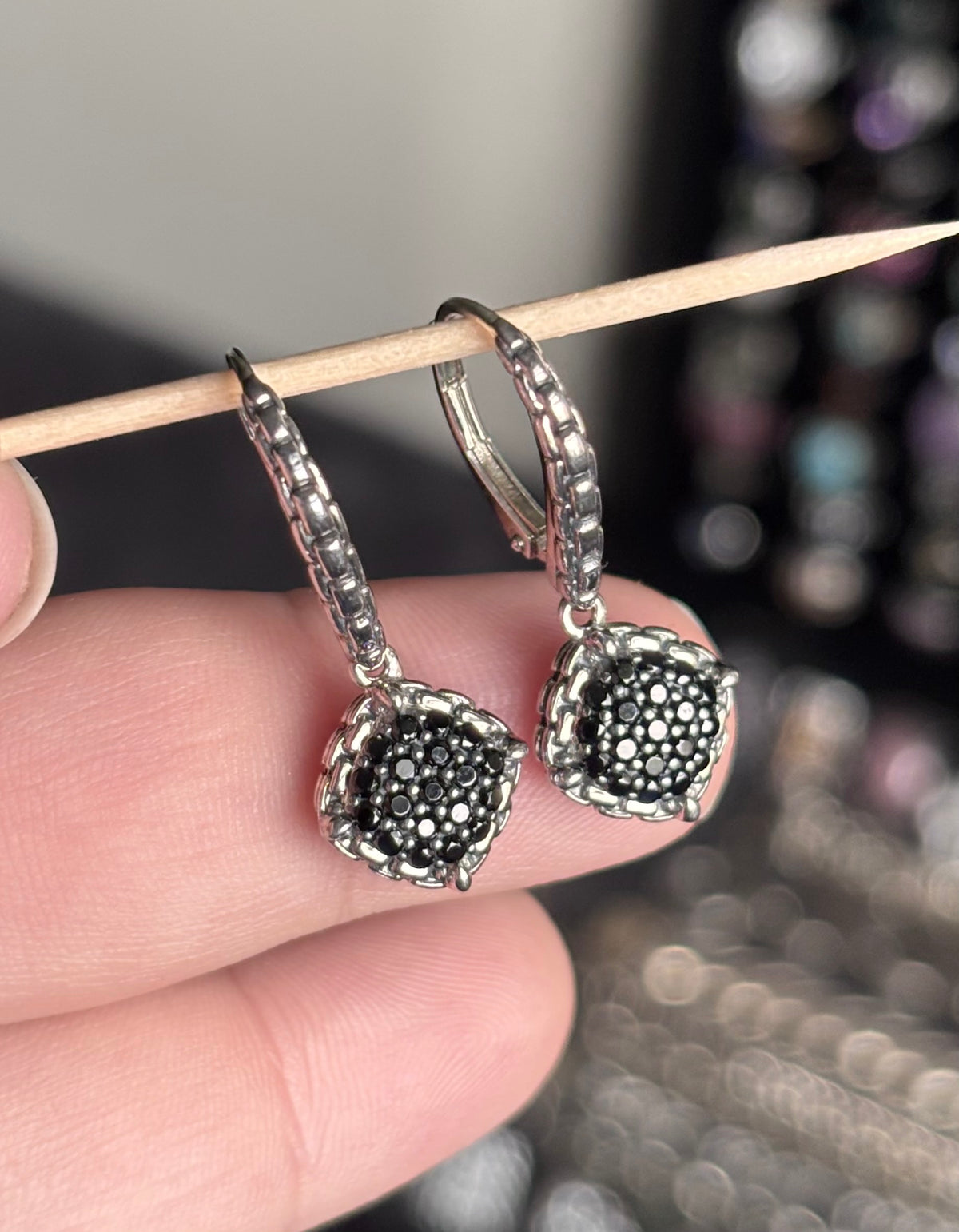 JAI by John Hardy Sterling Silver 0.60ctw Black Spinel Pavé Leverback Earrings