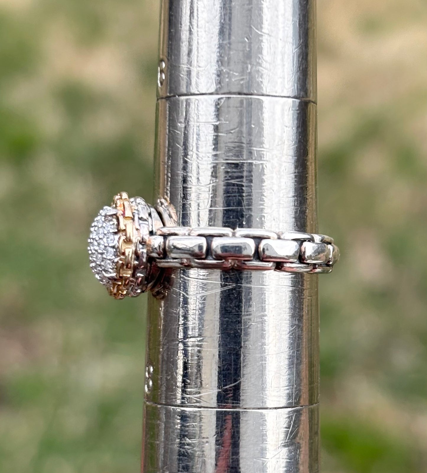JAI by John Hardy Pave Diamonds in 14K Gold Chain Style Halo Ring