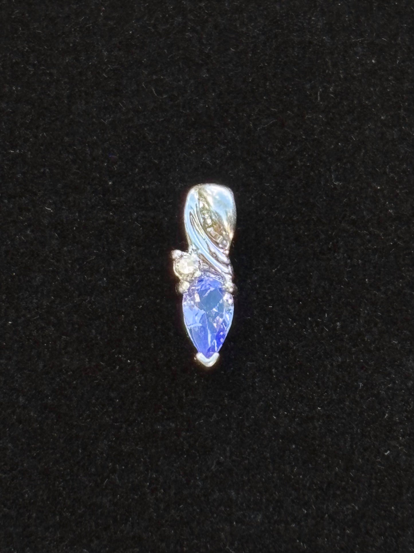 10K White Gold Pear Cut Tanzanite Diamond Pendant
