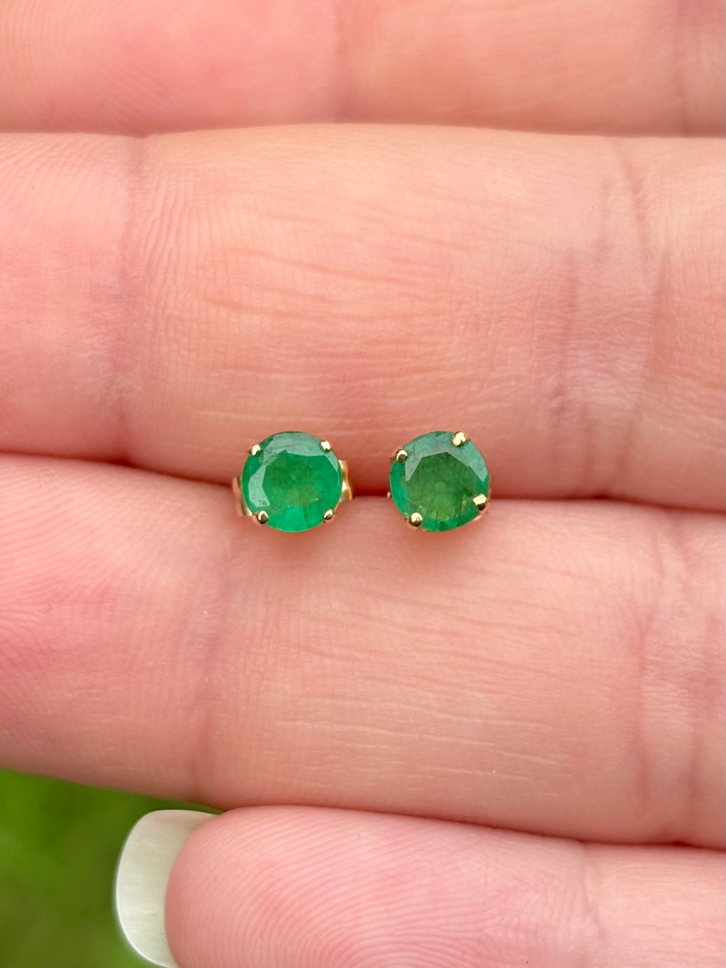 18K Gold Emerald Stud Earrings with 14K Removable Emerald Halo Jackets
