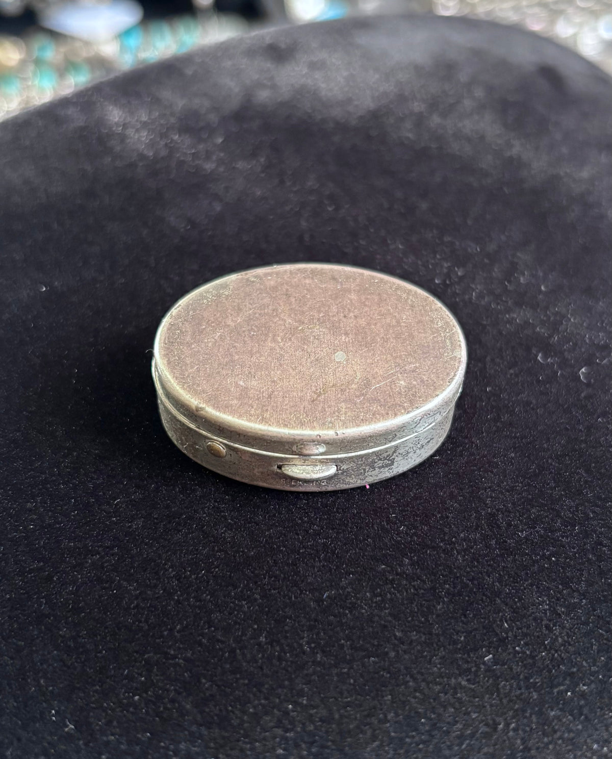 Vintage Sterling Silver Oval Pill Trinket Keepsake Box