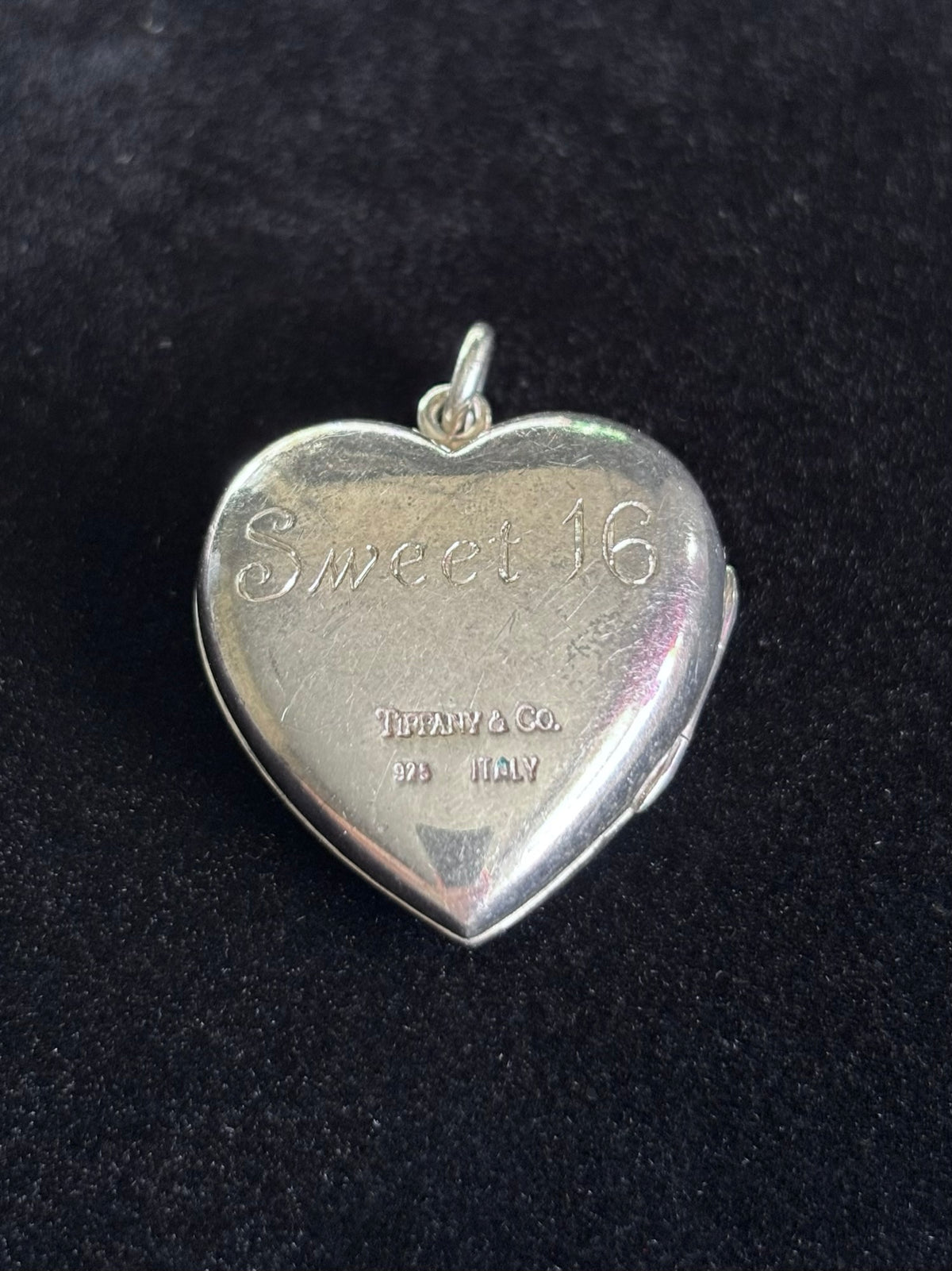 Tiffany & Co. Sterling Silver Sweet 16 Engraved Heart Locket Pendant