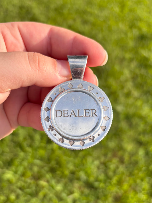 Tiffany & Co. Sterling Silver “Dealer” Poker Chip Button Converted Pendant