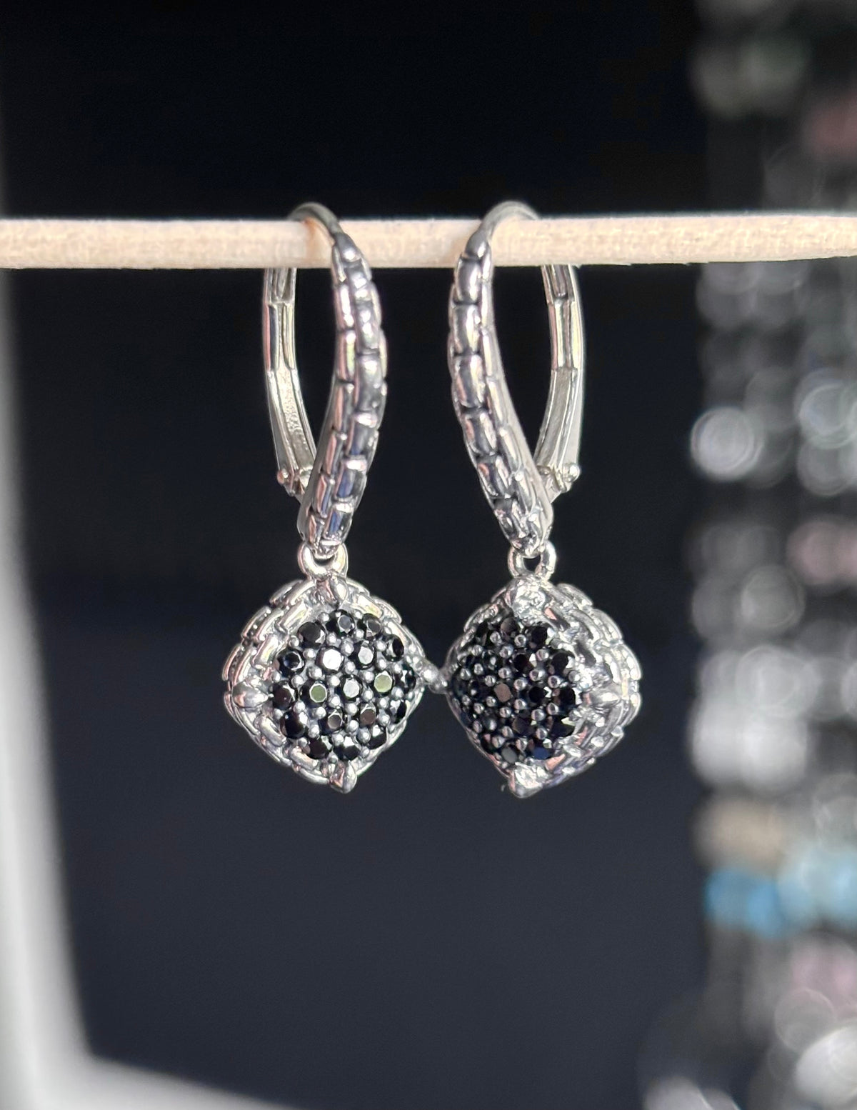 JAI by John Hardy Sterling Silver 0.60ctw Black Spinel Pavé Leverback Earrings
