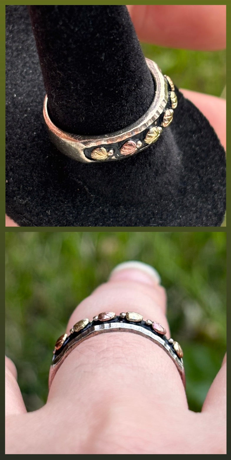 Coleman & Co Black Hills Gold 12K Rose & Green Gold Sterling Silver Ring -Size 8