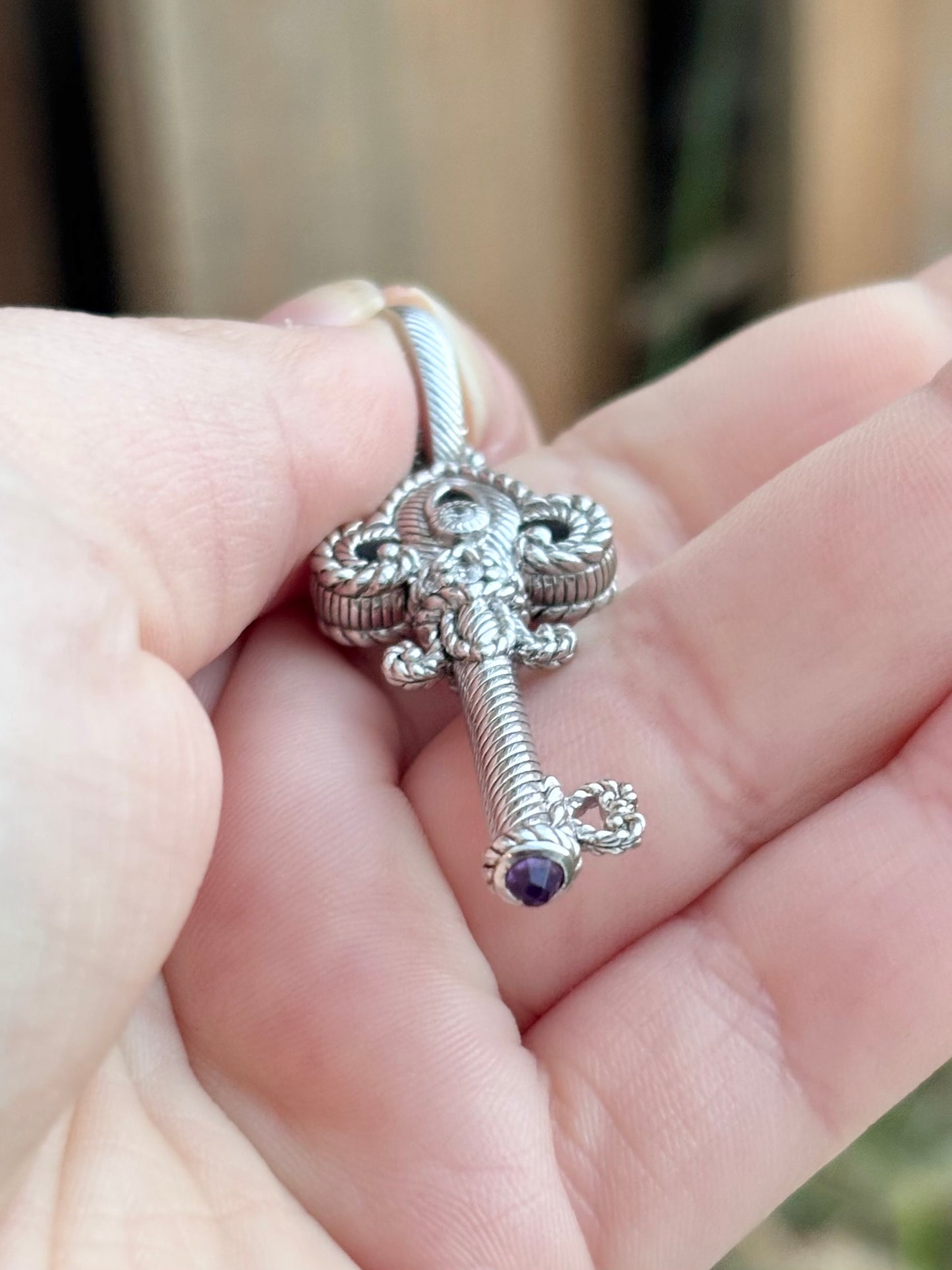 Judith Ripka Key Pendant with Amethyst Accent