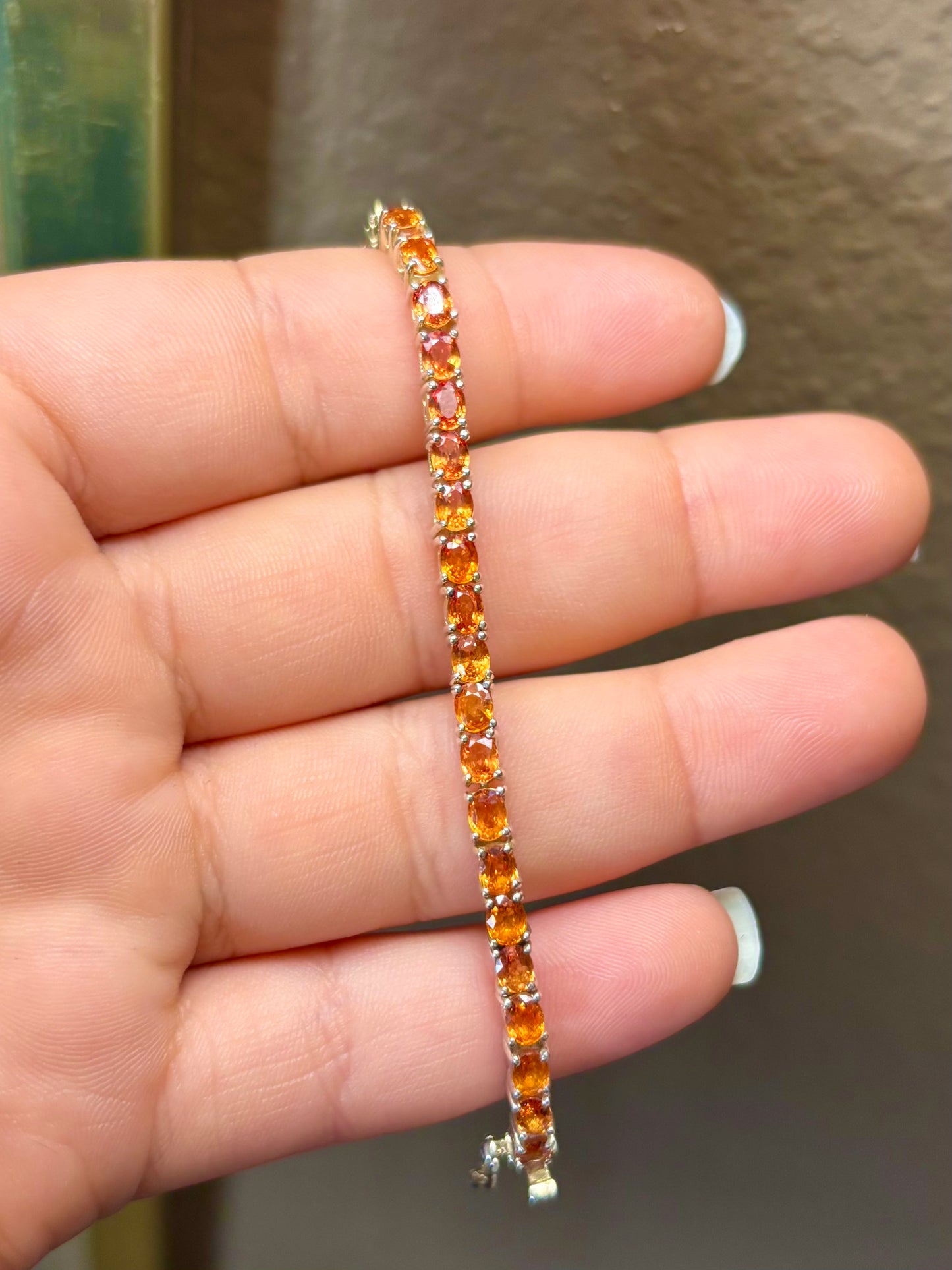 Orange Sapphire Tennis Bracelet