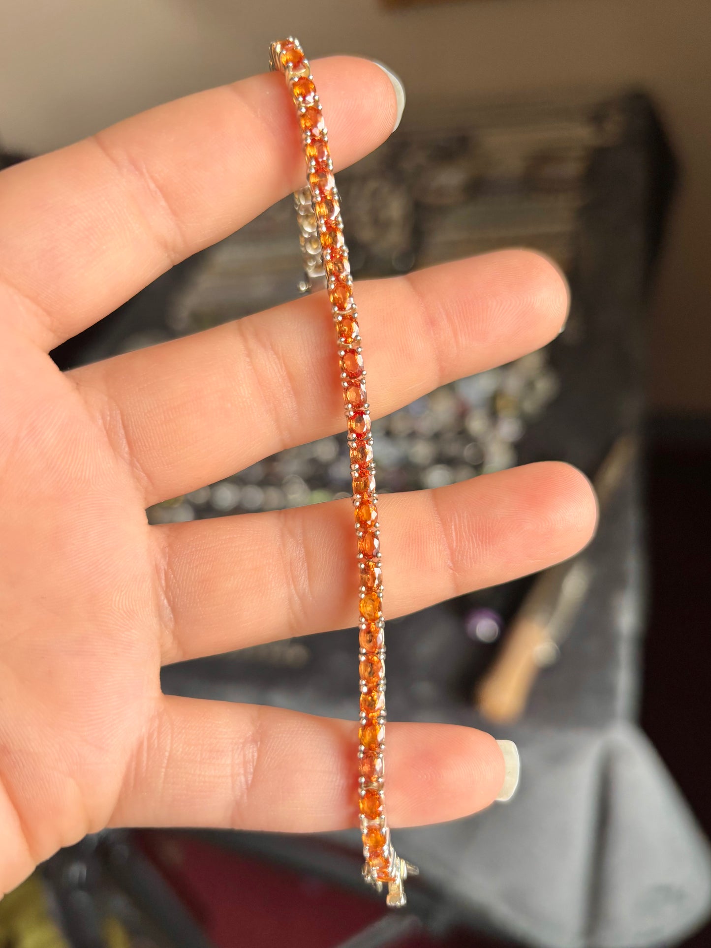 Orange Sapphire Tennis Bracelet