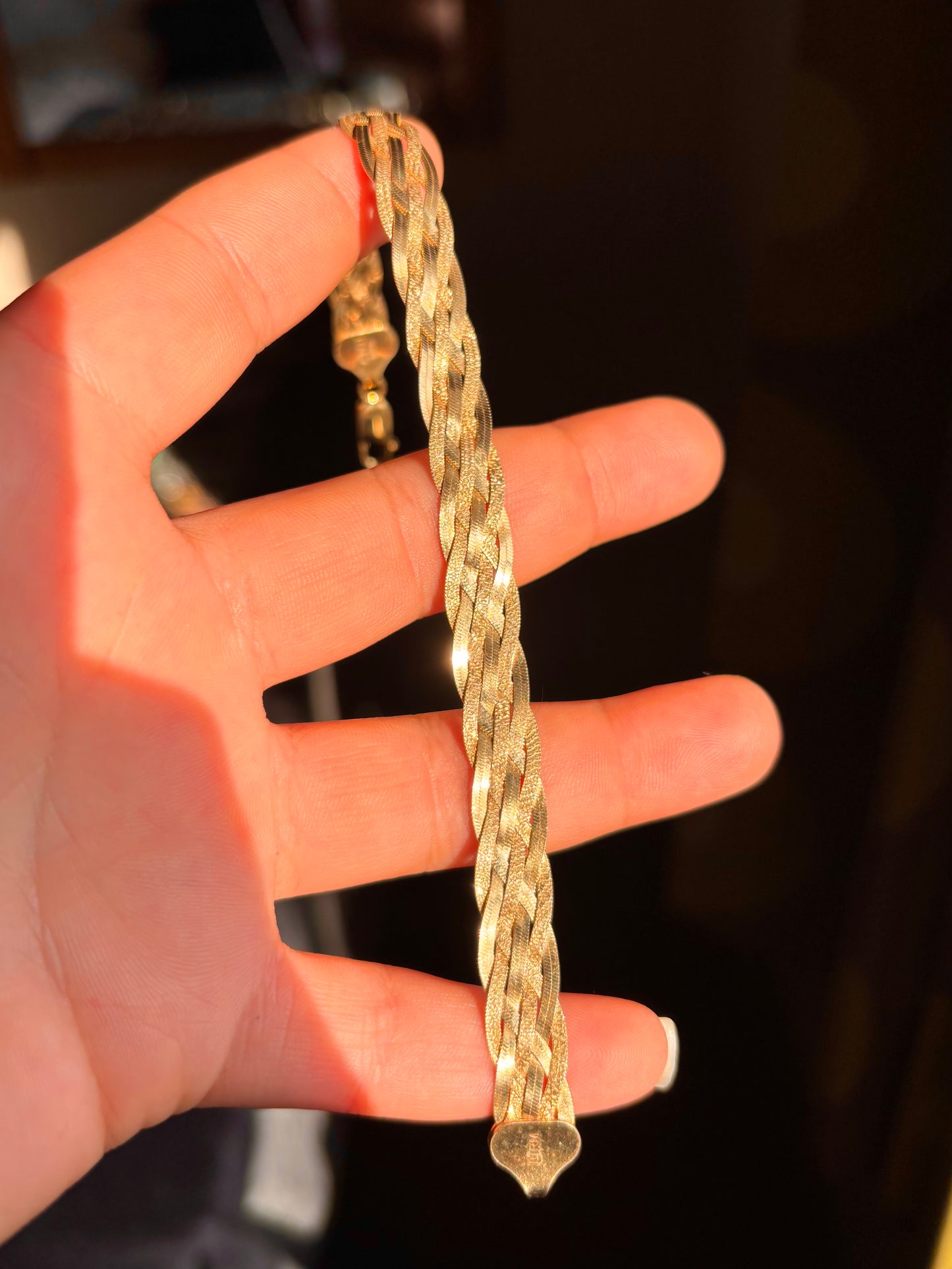 Gold Vermeil Dual-Texture Woven Herringbone Bracelet