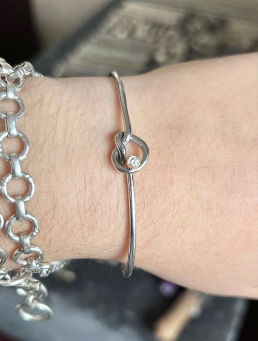Samuel Benham 18k Gold & 925 Silver Diamond Knot Bangle
