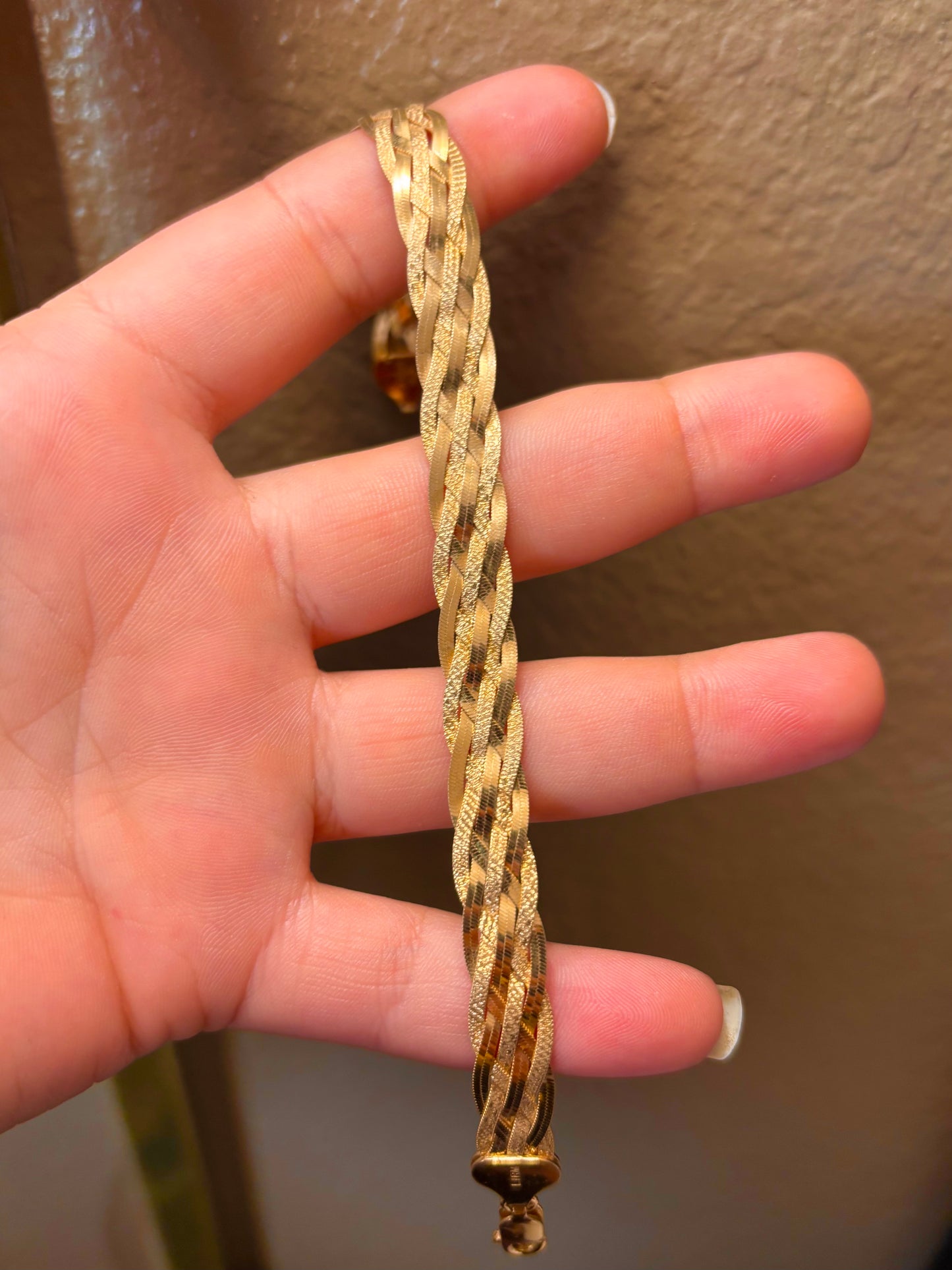 Gold Vermeil Dual-Texture Woven Herringbone Bracelet